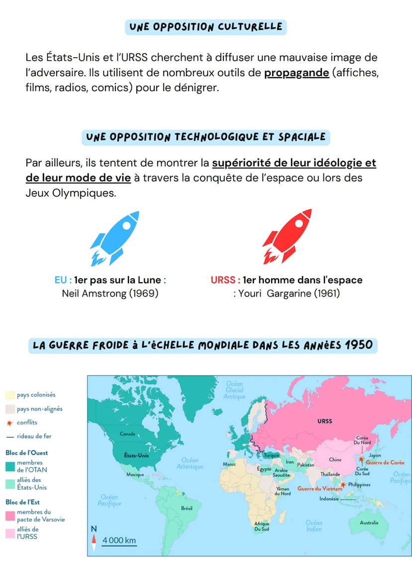 La Guerre froide est une période de tensions de 1947 à 1991 entre le bloc de l'Est
et le bloc de l'Ouest, c'est un affrontement indirect, ut