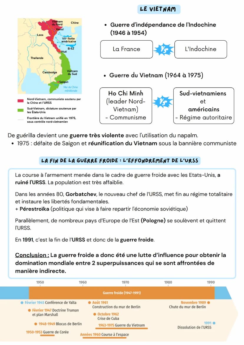 La Guerre froide est une période de tensions de 1947 à 1991 entre le bloc de l'Est
et le bloc de l'Ouest, c'est un affrontement indirect, ut
