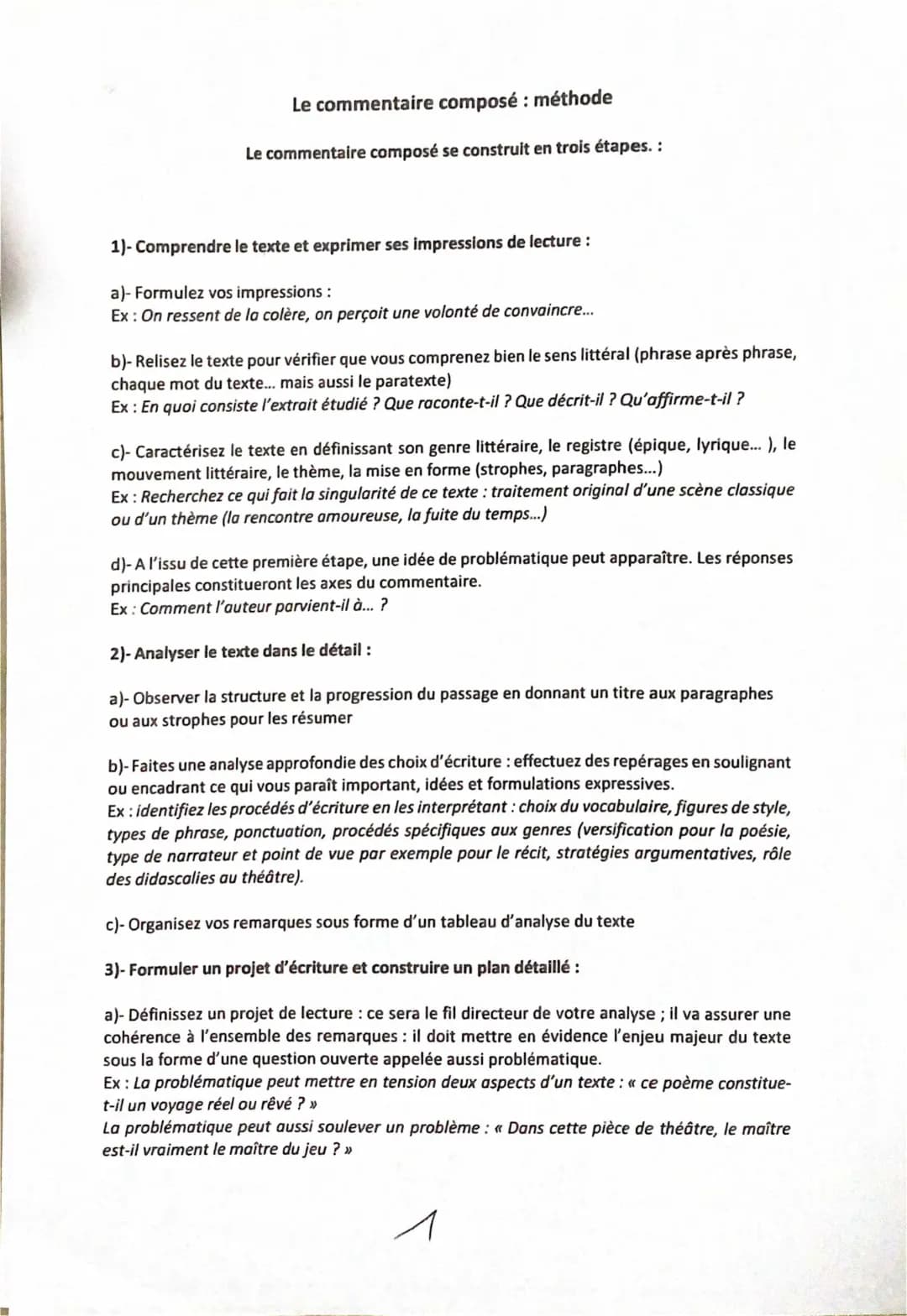 Exemple Commentaire Composé Corrigé - Méthodologie Facile pour Commentaire de Texte