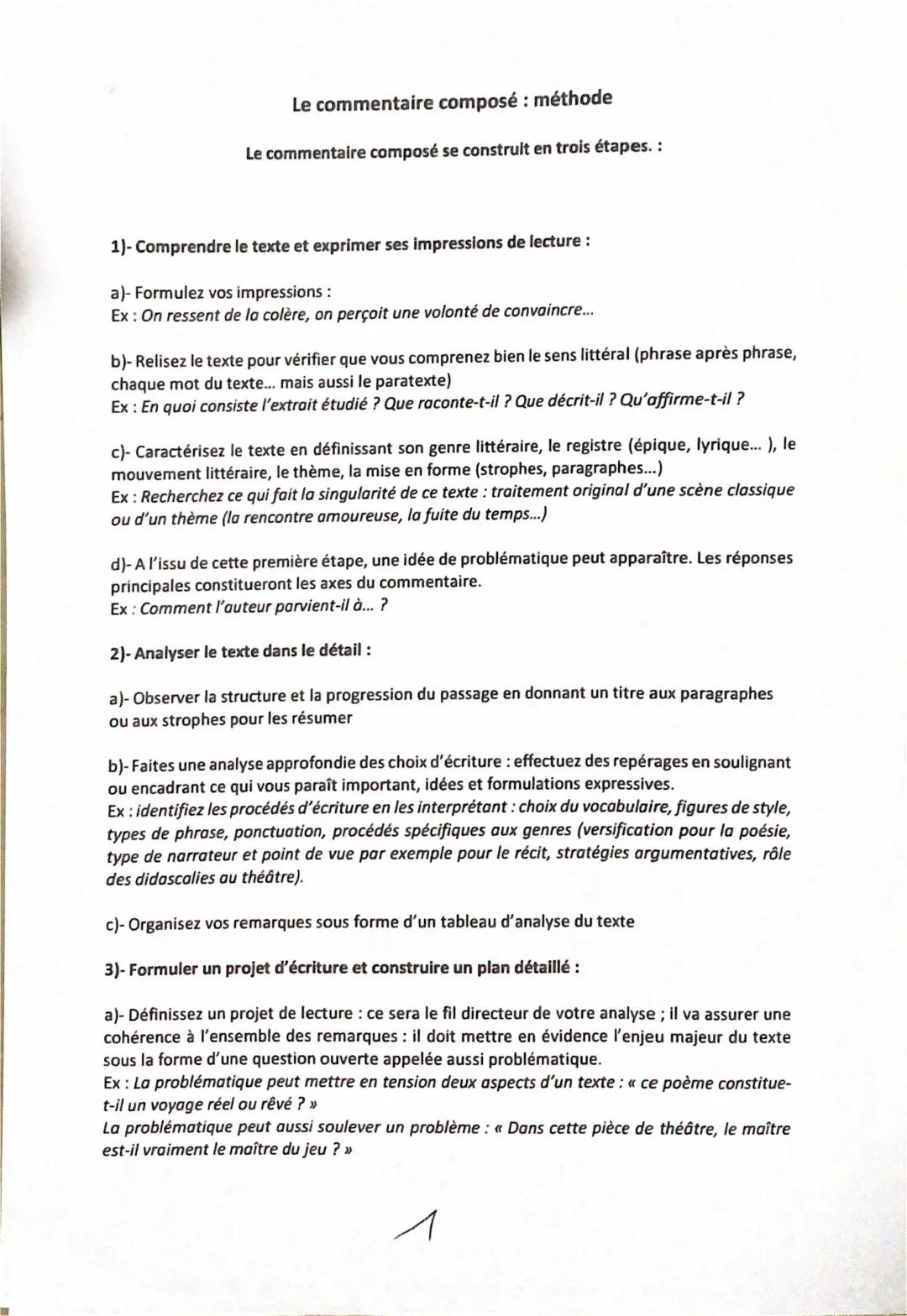 Exemple Commentaire Composé Corrigé - Méthodologie Facile pour Commentaire de Texte