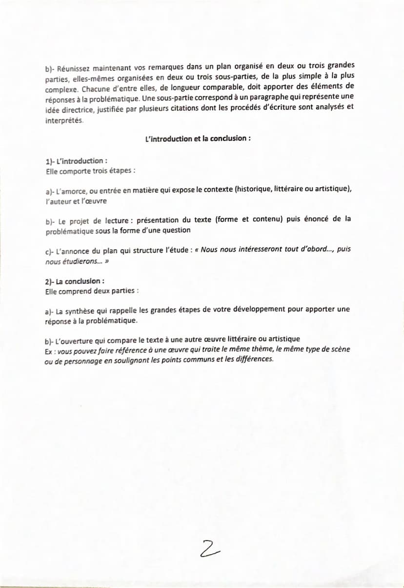 Le commentaire composé : méthode
Le commentaire composé se construit en trois étapes. :
1)- Comprendre le texte et exprimer ses impressions 