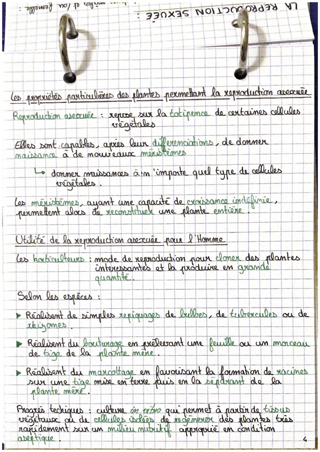 D
SVT
Reproduction de la plante, entre vie fixée et mobilité
a reproduction asexuée, la multiplication végétale:
Des capacités naturelles
de