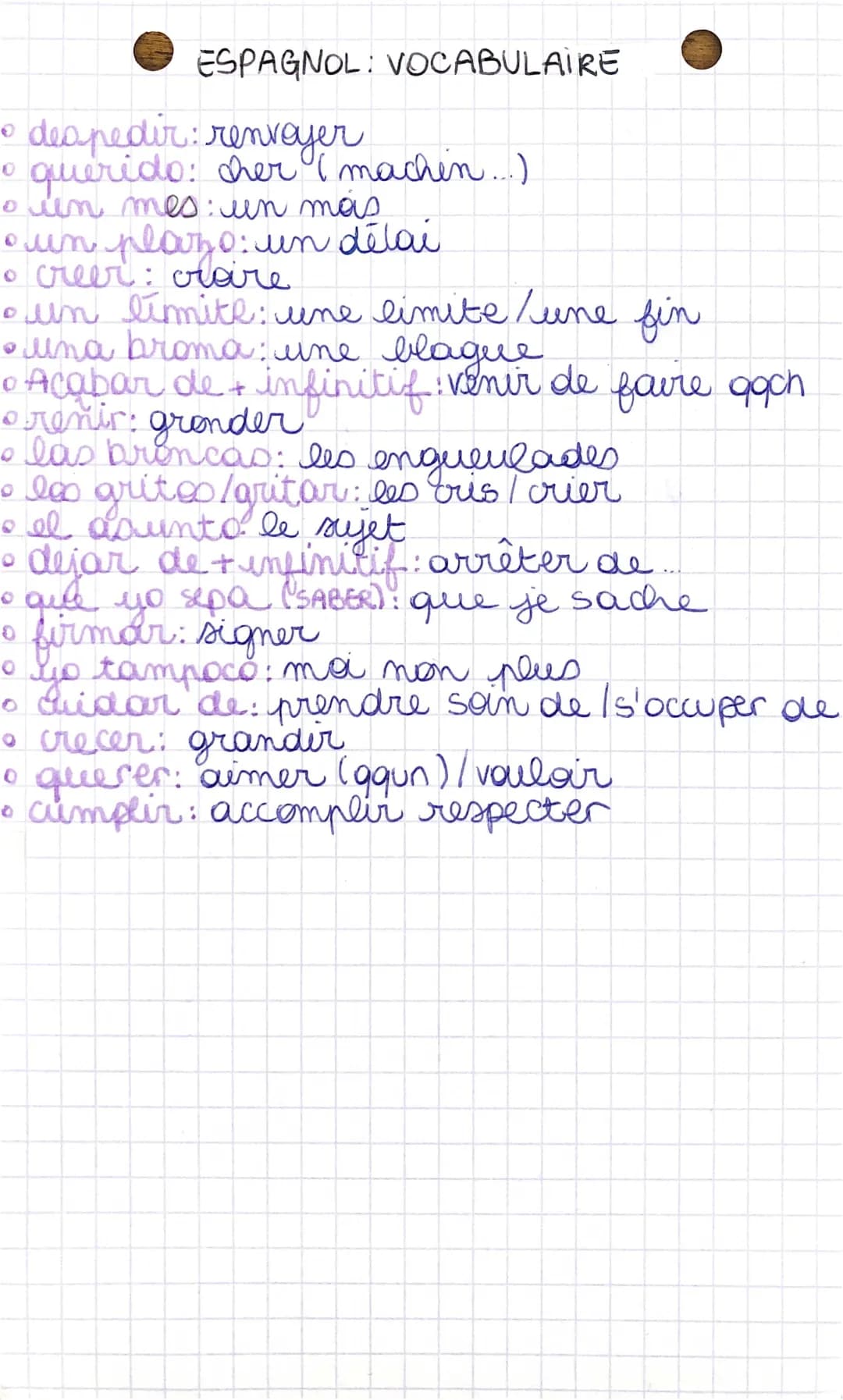 vocabulaire espagnol 