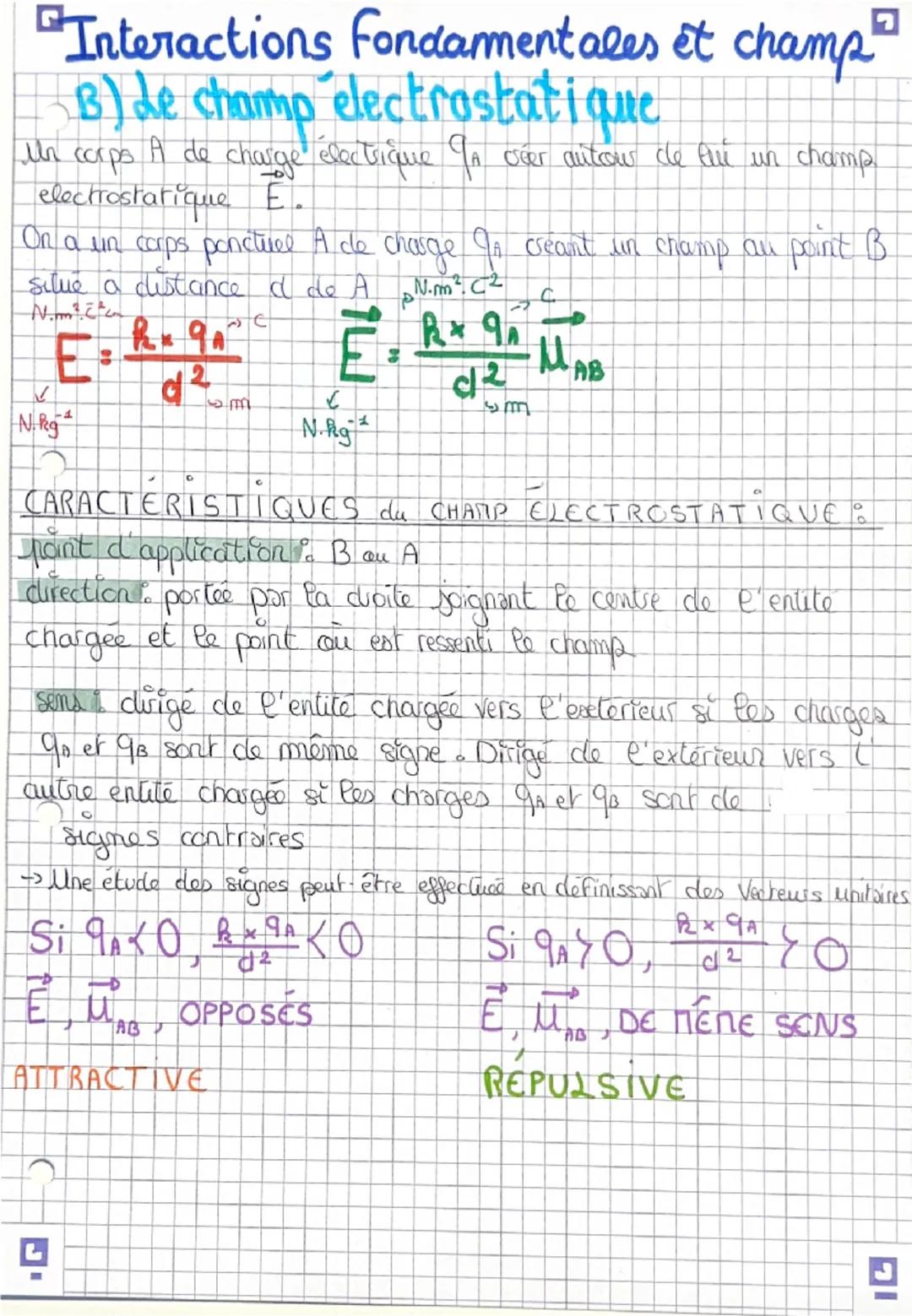 --- OCR Start ---
**
CENTRIPETE
CENTRIFUGE
Remarque: La valeu du champ crée par Pe corps A de charge
Ga est proportionnelle à so charge
Si $