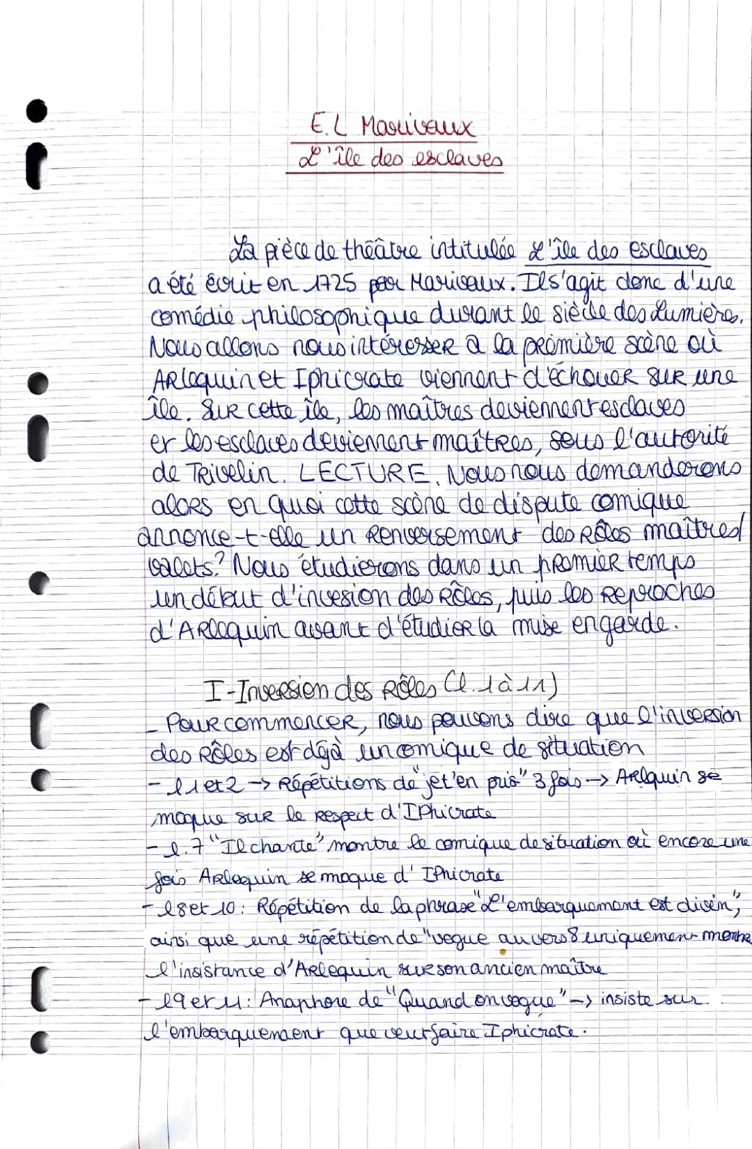 Marivaux - L'île des esclaves : Acte 1 Scène 1 Texte et Analyse Linéaire