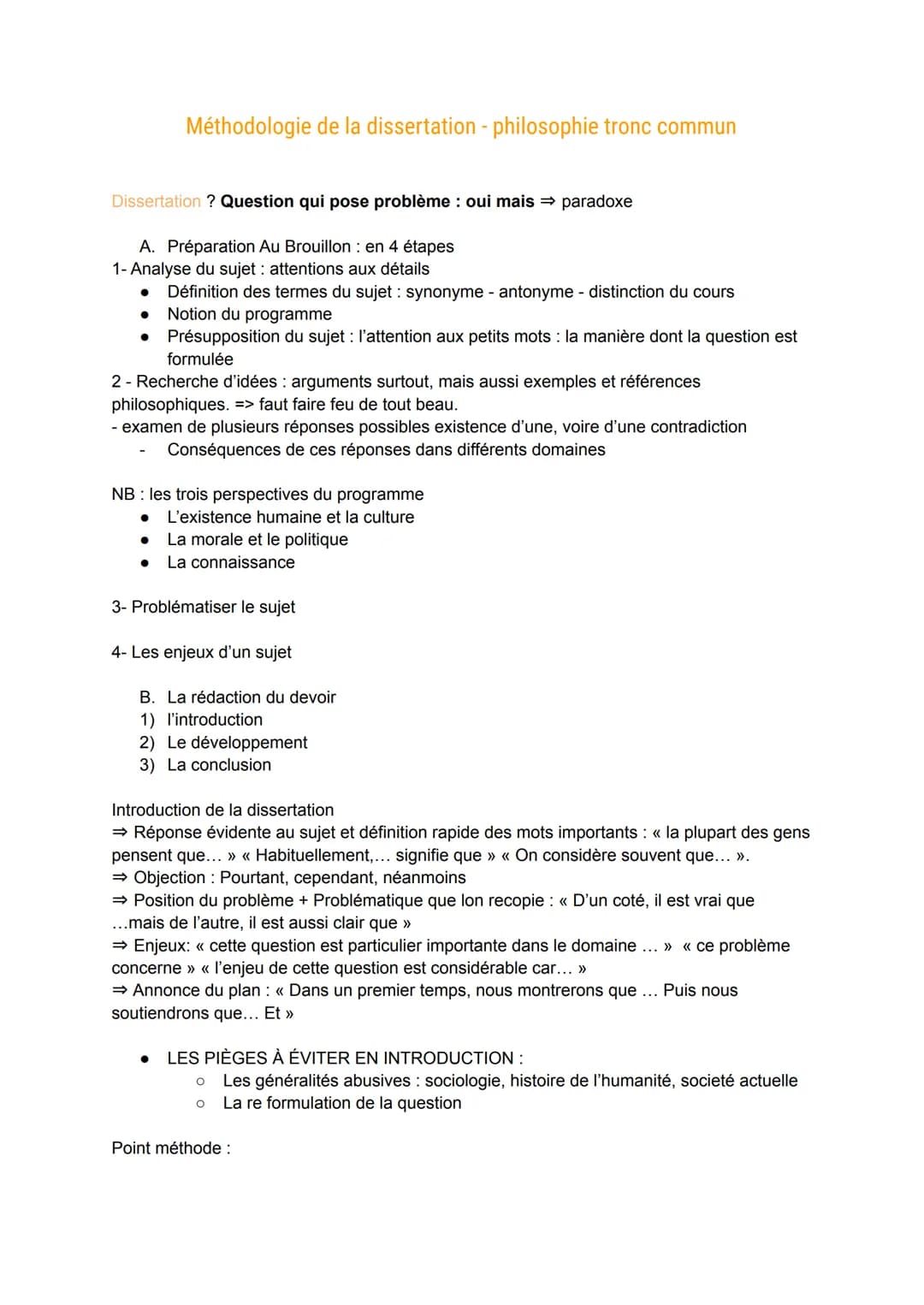 Méthodologie de la dissertation - philosophie tronc commun
Dissertation ? Question qui pose problème : oui mais paradoxe
A. Préparation Au B