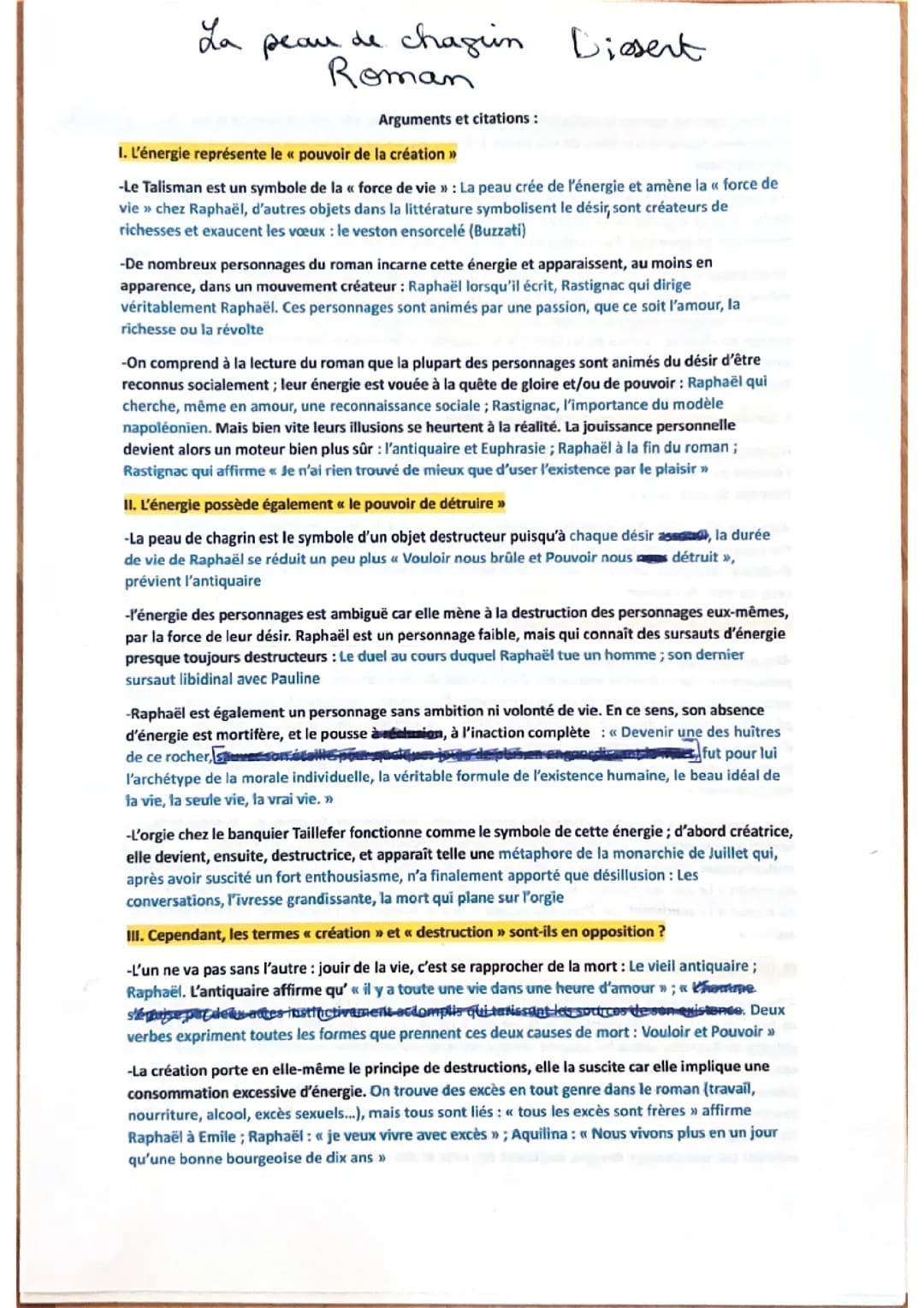 La peau de chagrin, Honoré de Balzac fiche pour la dissertation
