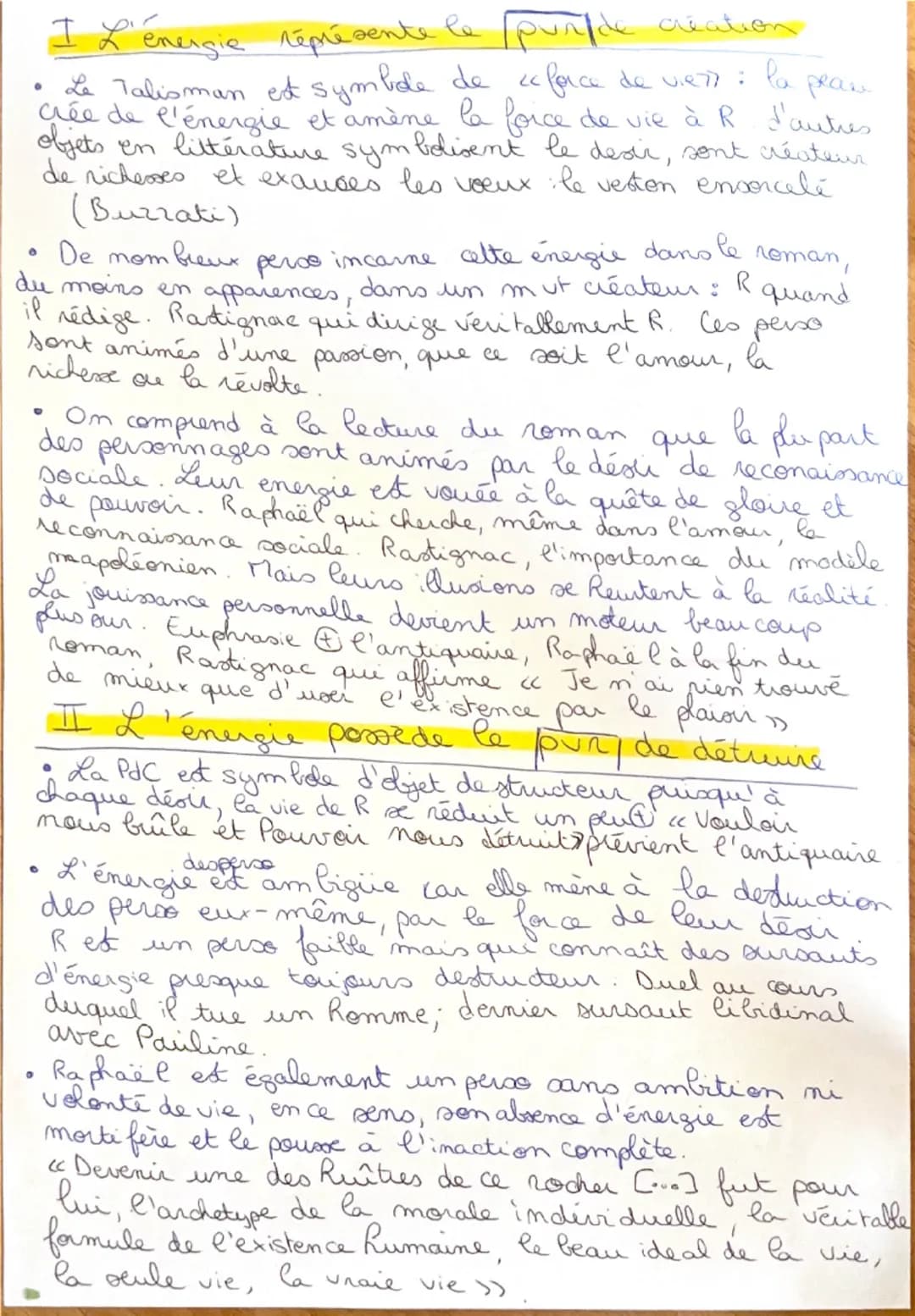 La peau de chagin
Roman
Arguments et citations:
I. L'énergie représente le « pouvoir de la création >>
Dissert
-Le Talisman est un symbole d