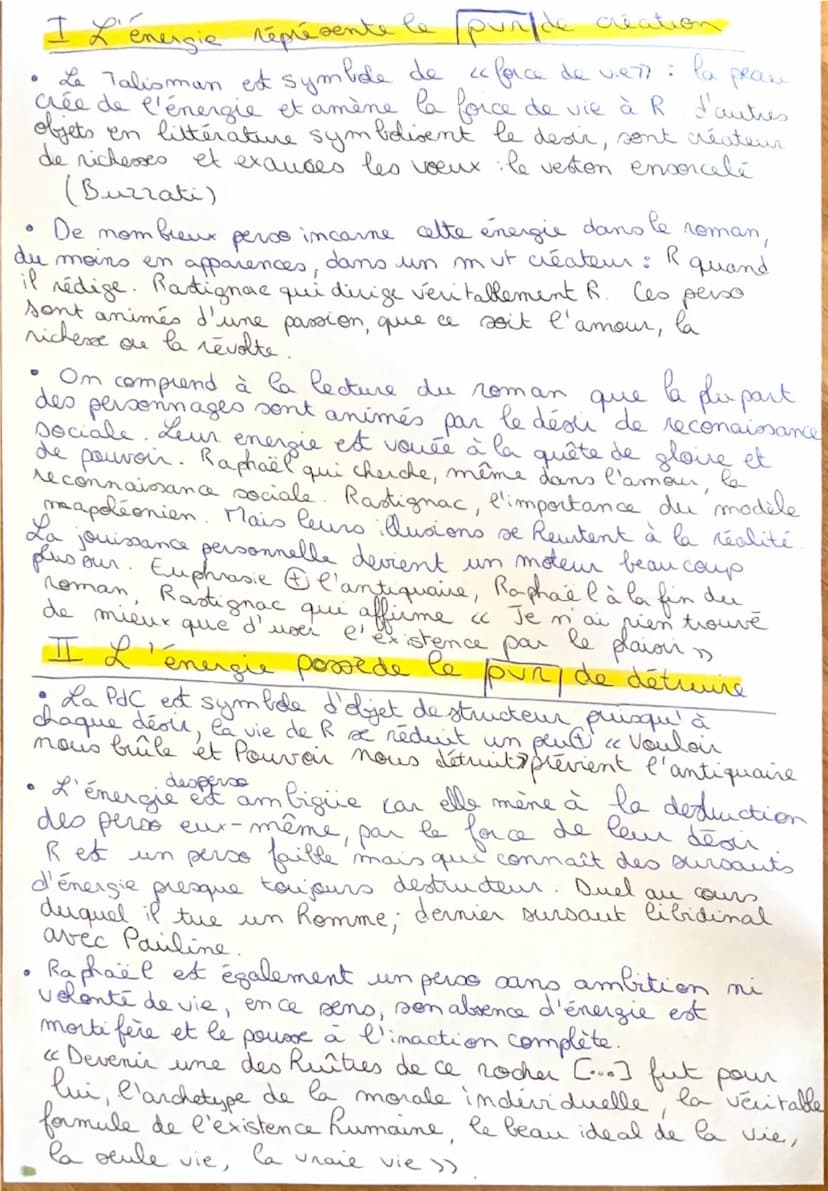 La peau de chagin
Roman
Arguments et citations:
I. L'énergie représente le « pouvoir de la création >>
Dissert
-Le Talisman est un symbole d