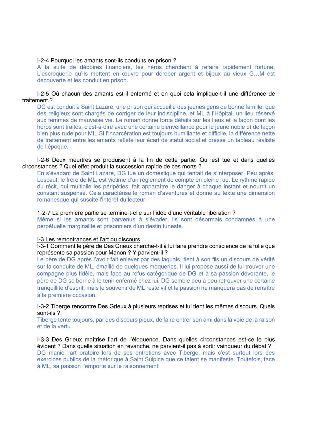 CARNET DE LECTURE SUR LE ROMAN MANON LESCAUT
Vous répondrez aux questions suivantes en veillant à illustrer vos réponses par des
citations.
