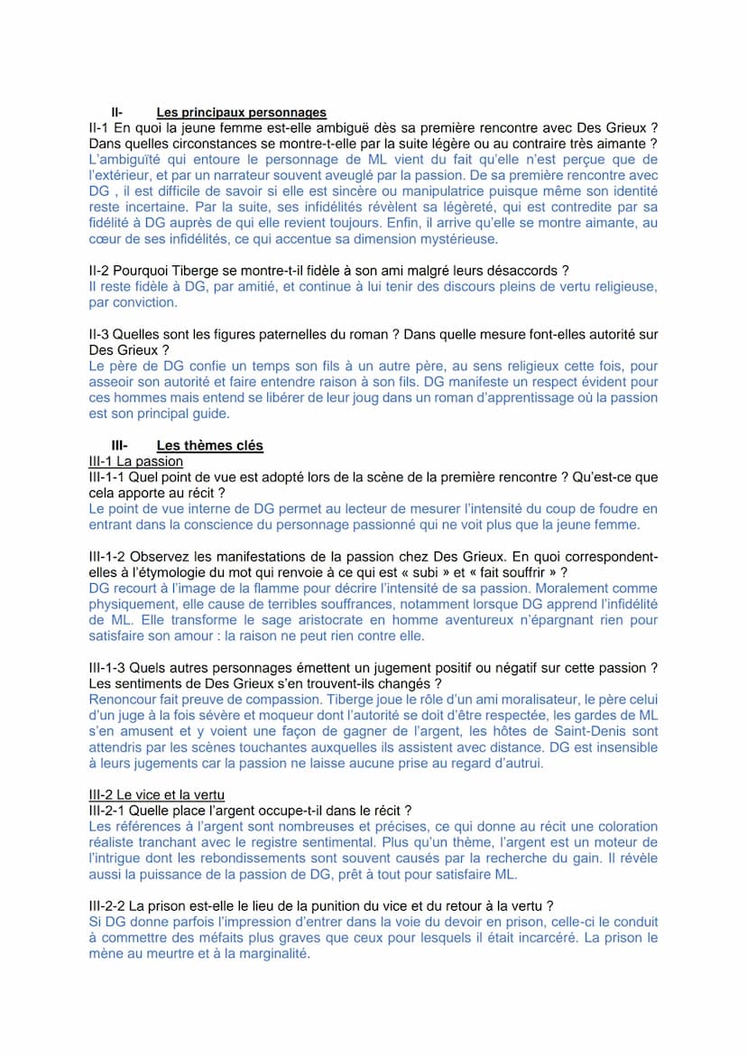 CARNET DE LECTURE SUR LE ROMAN MANON LESCAUT
Vous répondrez aux questions suivantes en veillant à illustrer vos réponses par des
citations.
