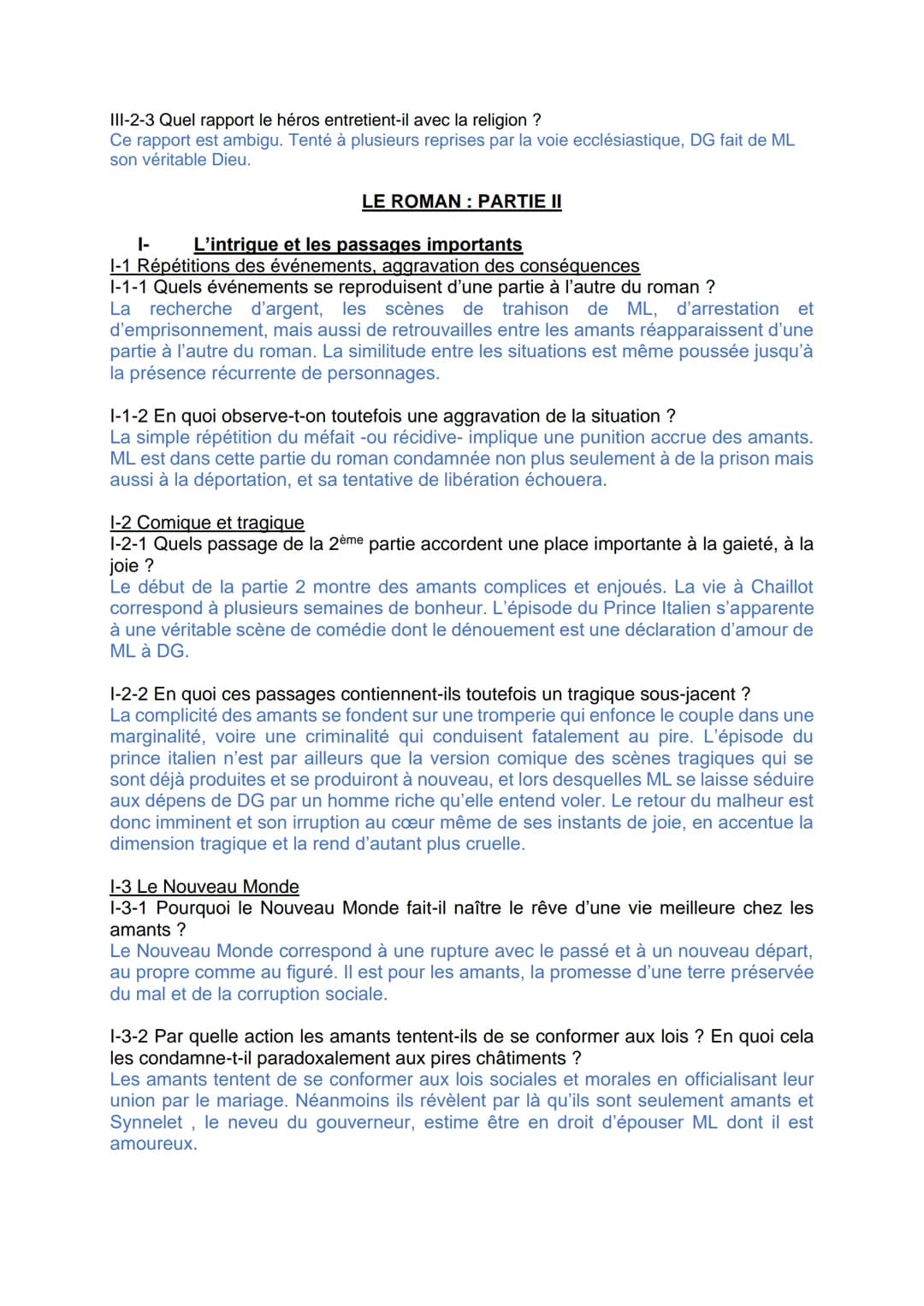 CARNET DE LECTURE SUR LE ROMAN MANON LESCAUT
Vous répondrez aux questions suivantes en veillant à illustrer vos réponses par des
citations.
