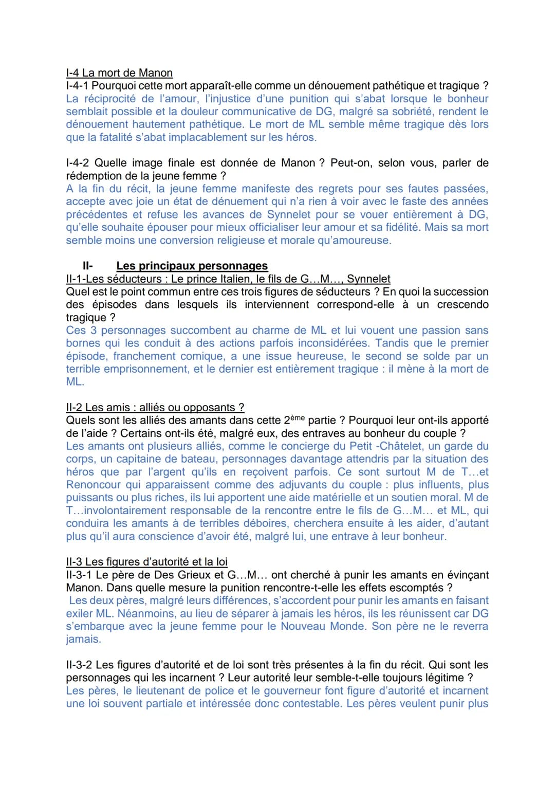 CARNET DE LECTURE SUR LE ROMAN MANON LESCAUT
Vous répondrez aux questions suivantes en veillant à illustrer vos réponses par des
citations.
