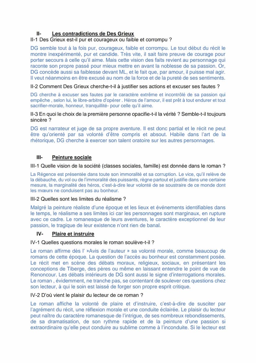 CARNET DE LECTURE SUR LE ROMAN MANON LESCAUT
Vous répondrez aux questions suivantes en veillant à illustrer vos réponses par des
citations.
