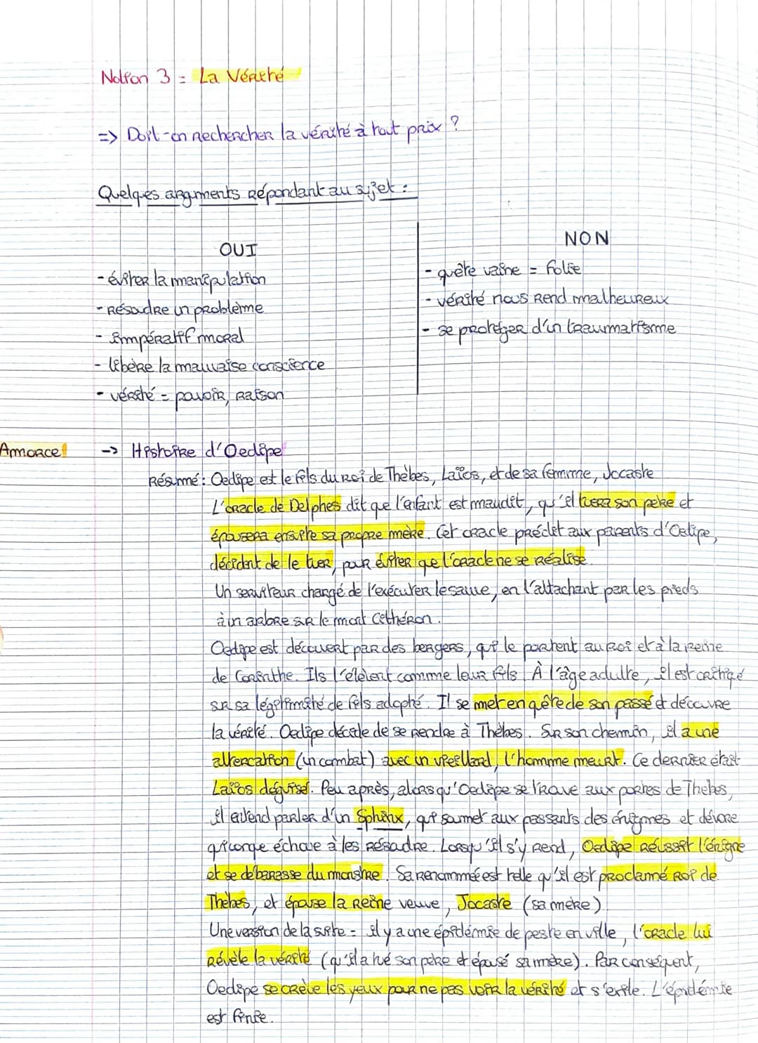 Amorce
Nolton 3 La Vérthe
H
=> Dort-on Rechercher la vérité à tout prix ?
Quelques arguments Répondant au sujet :
OUT
- éviter la manipulati
