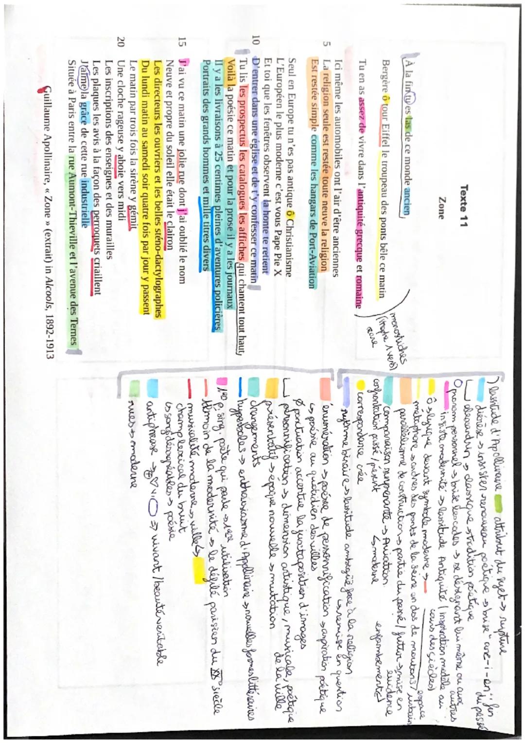 Zone de Guillaume Apollinaire : Analyse et Explication Linéaire