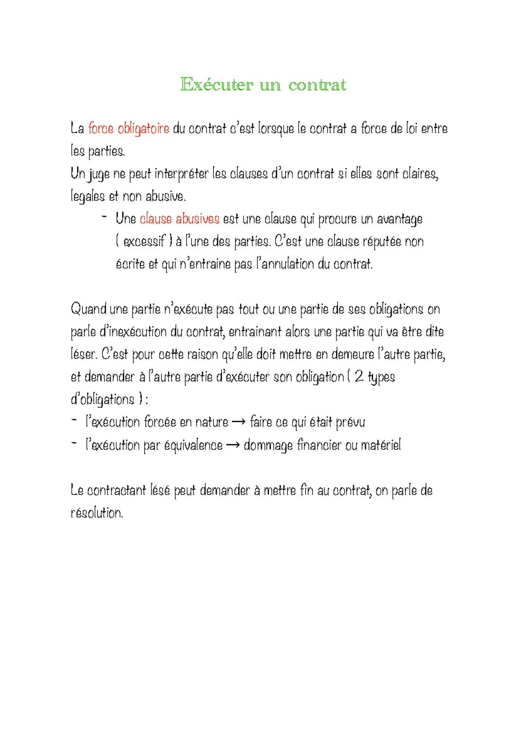 Le contrat en droit