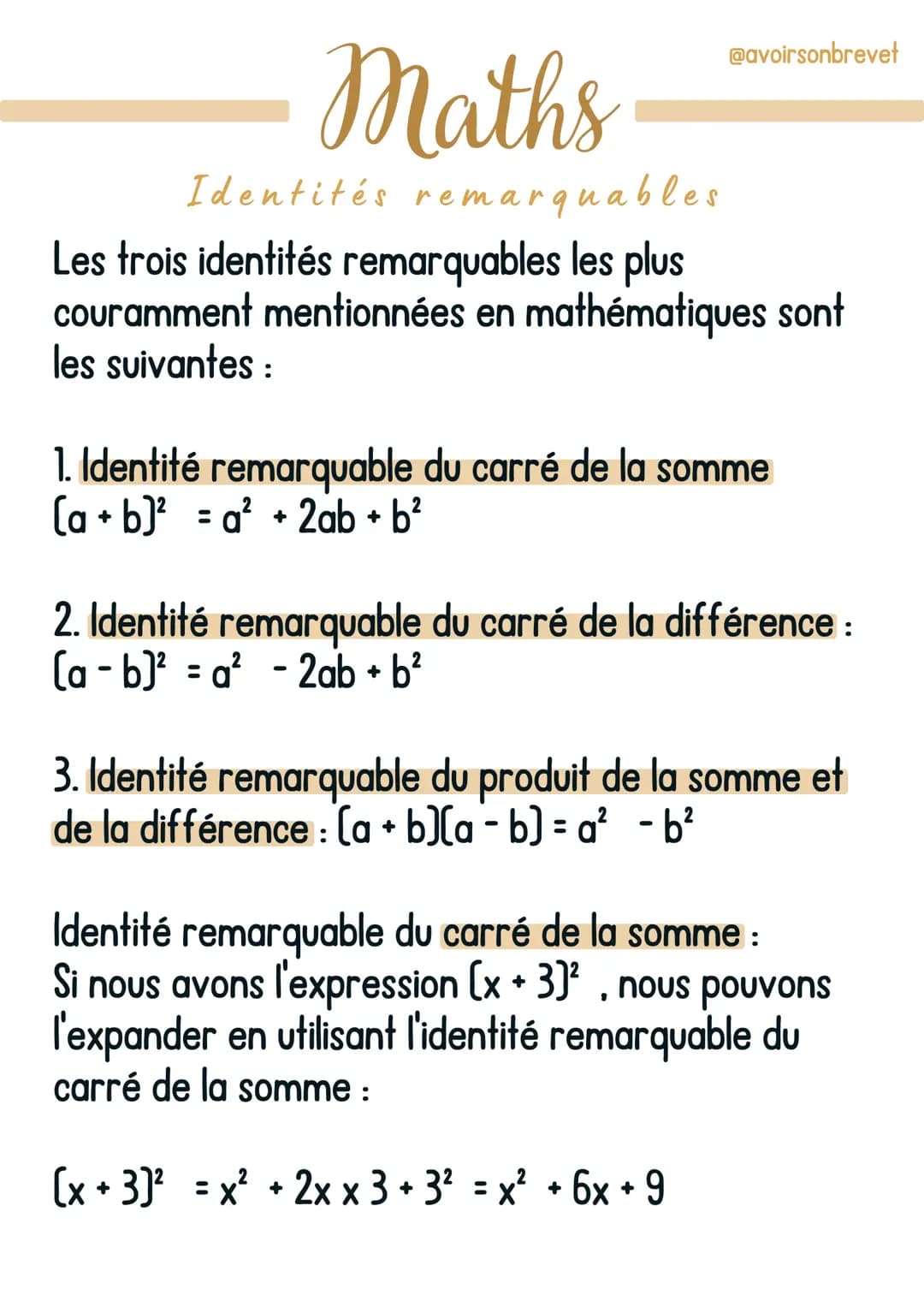 Identités remarquables