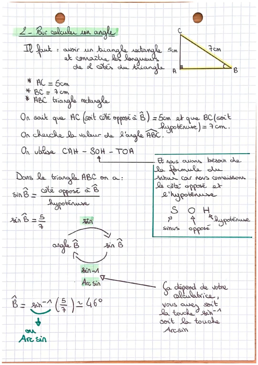 A
O
CAH
个
A
R
56°
4cm
cocinus
adjacent
Le cosinus de l'angle B est le côté adjacent à B divisé par
l'hypotenuse, soit
AB
CB
Frigonomébrie
Po