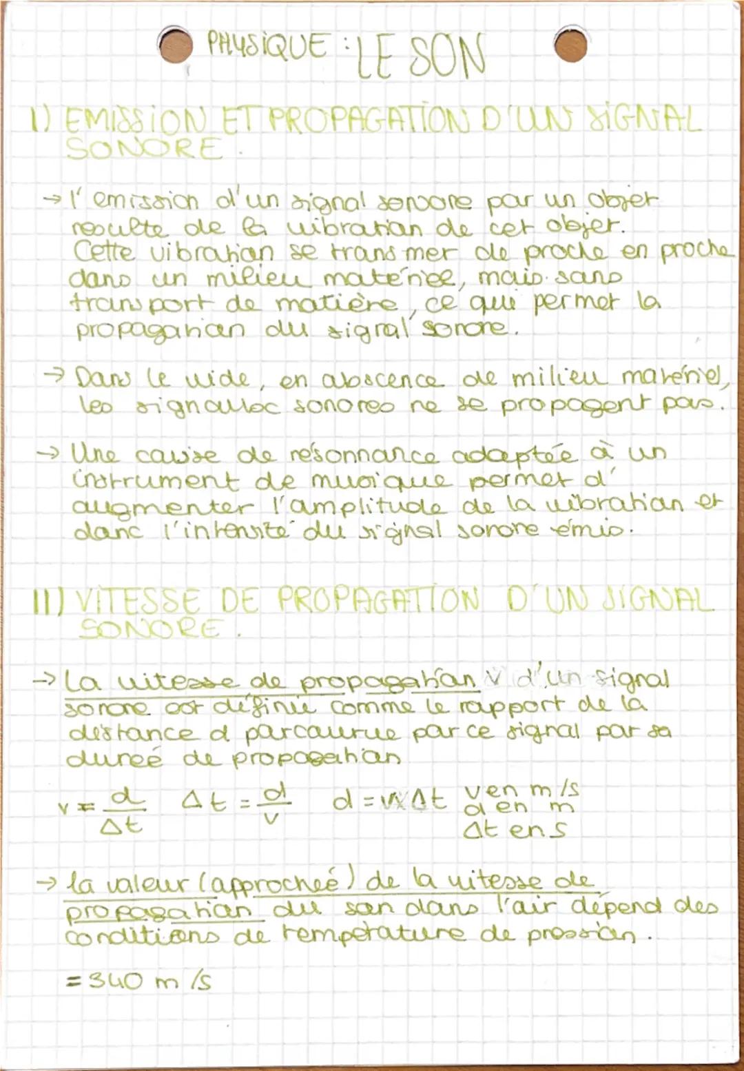 PHYSIQUE LE SON
1) EMISSION ET PROPAGATION D'UN SIGNAL
SONORE
> l'emission d'un signal servore par un objet
resulte de la vibration de cet o