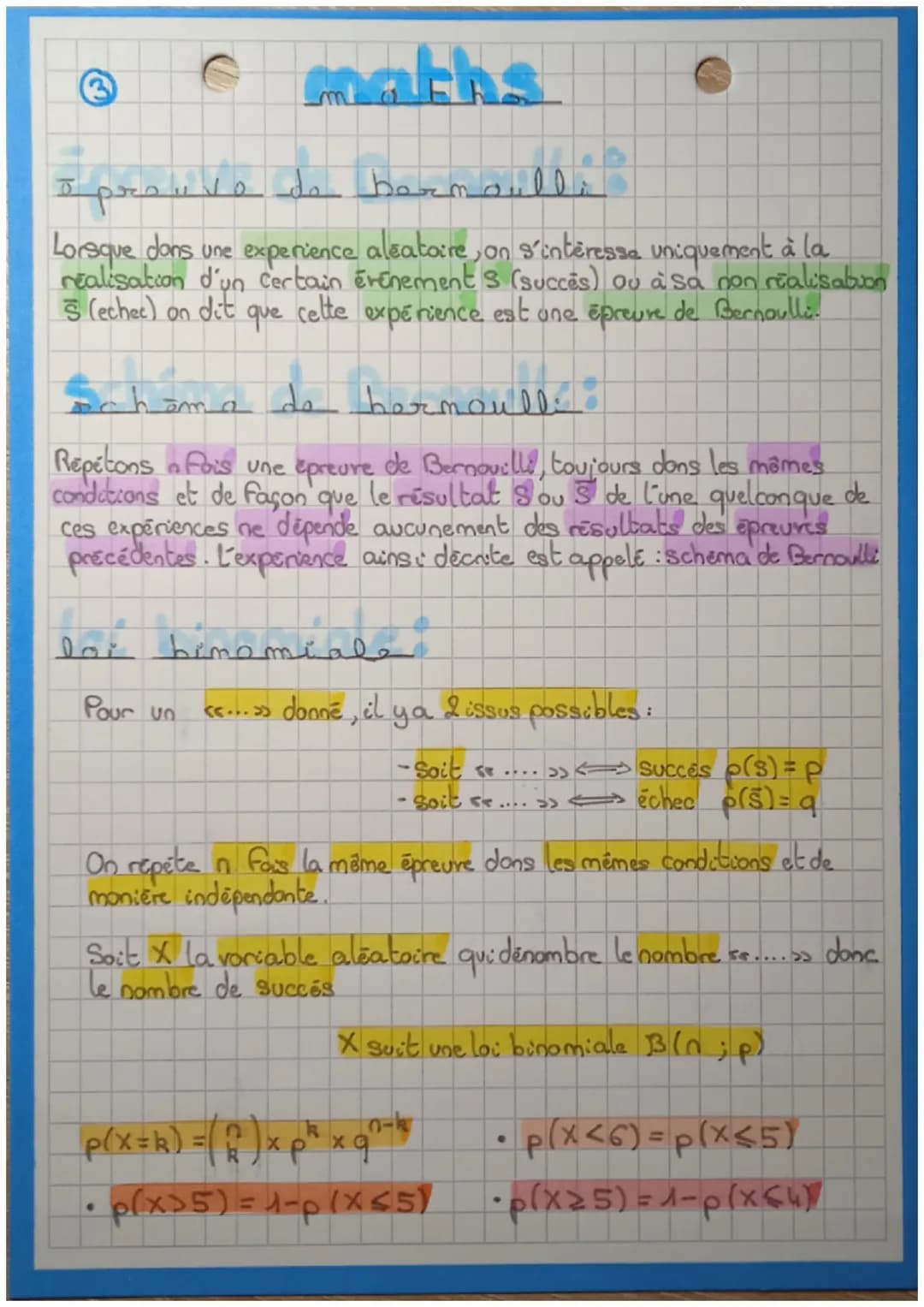 0
© maths
prouva do barmoulls
Lorsque dans une experience aléatoire, on s'intéresse uniquement à la
realisation d'un certain evenements (suc