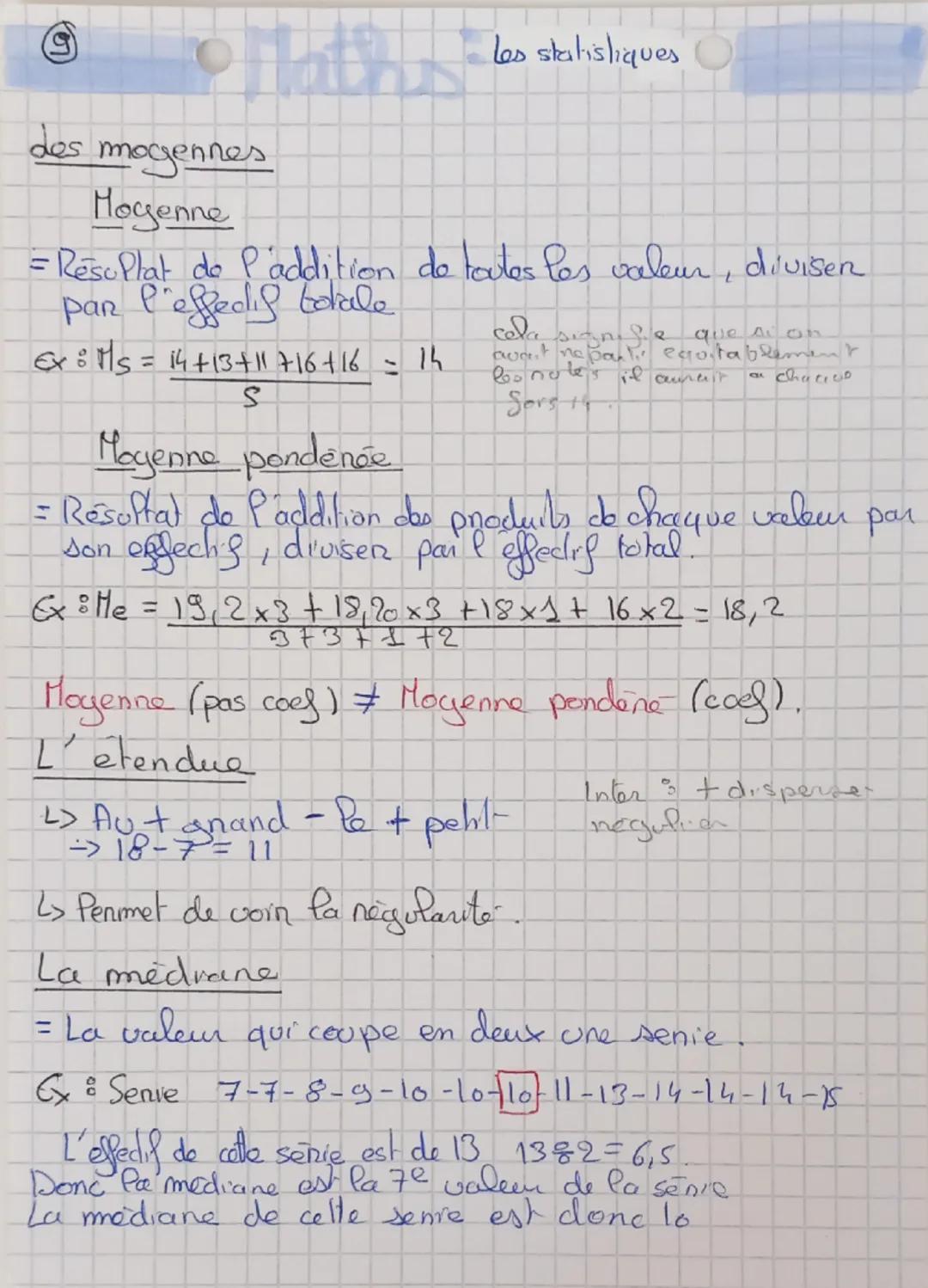 --- OCR Start ---
(9)
Ofta los statistiques
des mogennes
Hogenne
=ResuPlat de Paddition de toutes les valeur, diviser
par l'effedil totale
E