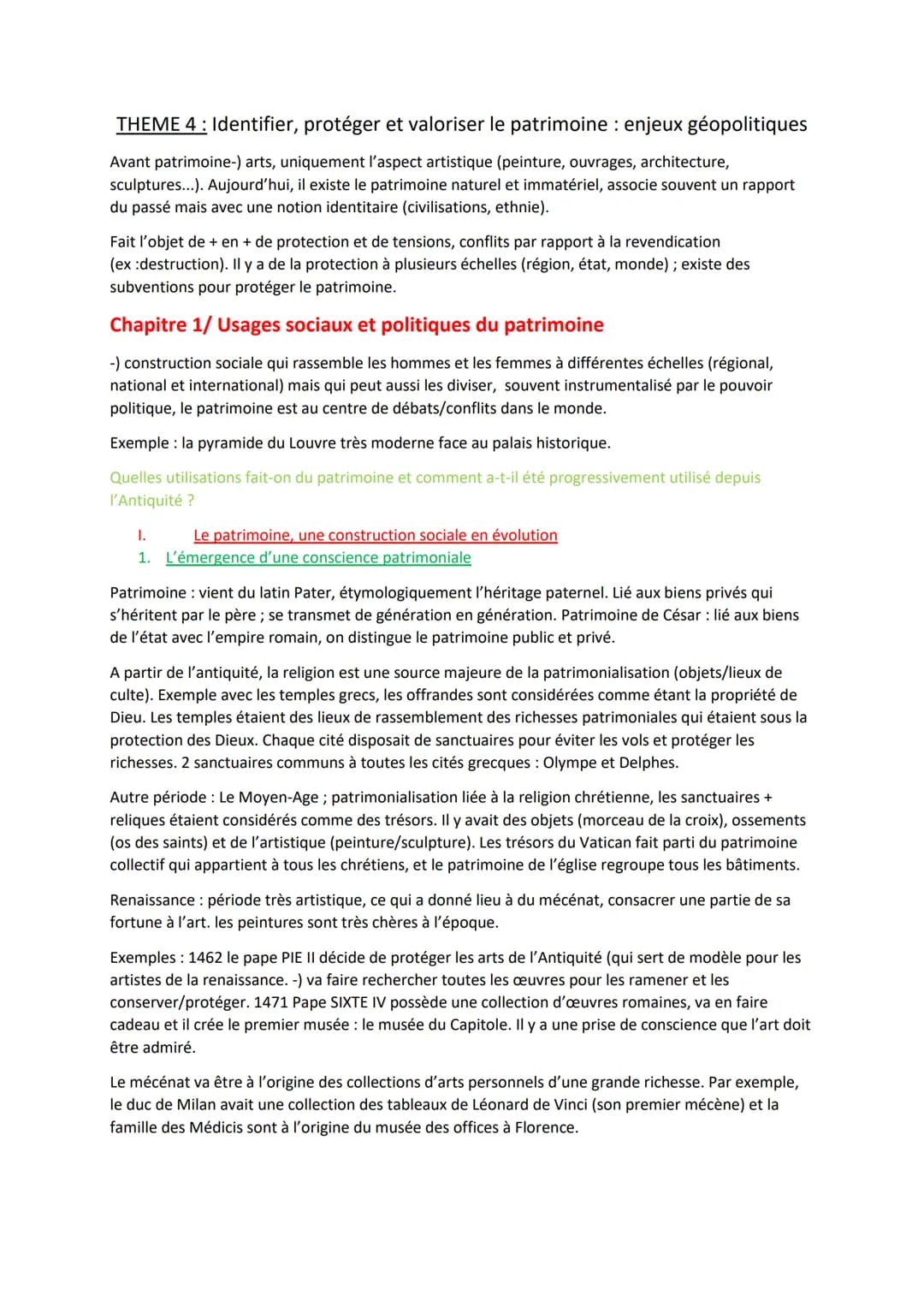 THEME 4: Identifier, protéger et valoriser le patrimoine : enjeux géopolitiques
Avant patrimoine-) arts, uniquement l'aspect artistique (pei