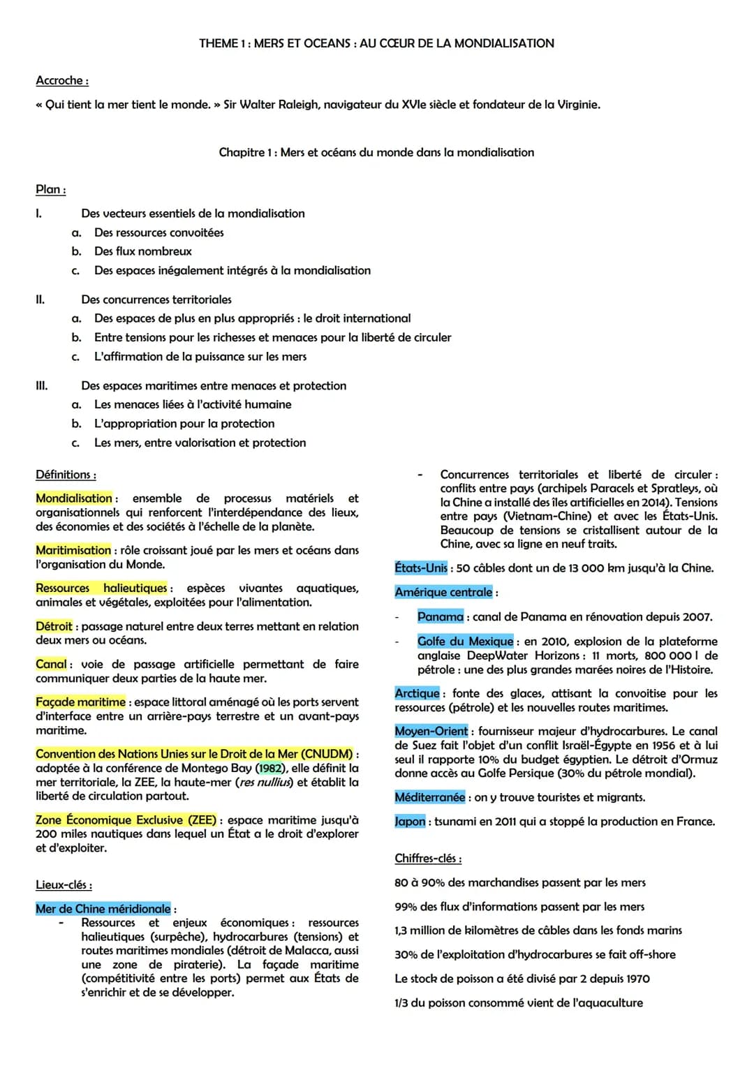 Thème 1 - Mers et océans au cœur de la mondialisation