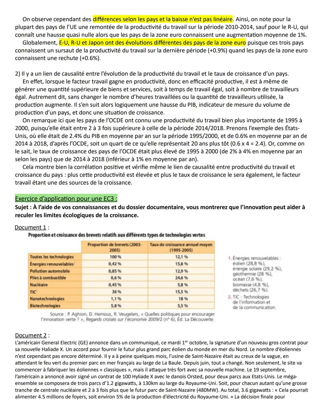 Activité spécifique n°2 ( en lien avec le chapitre sur la croissance et l'environnement)
Exercice d'application pour une EC1 :
●
→ Conseils 