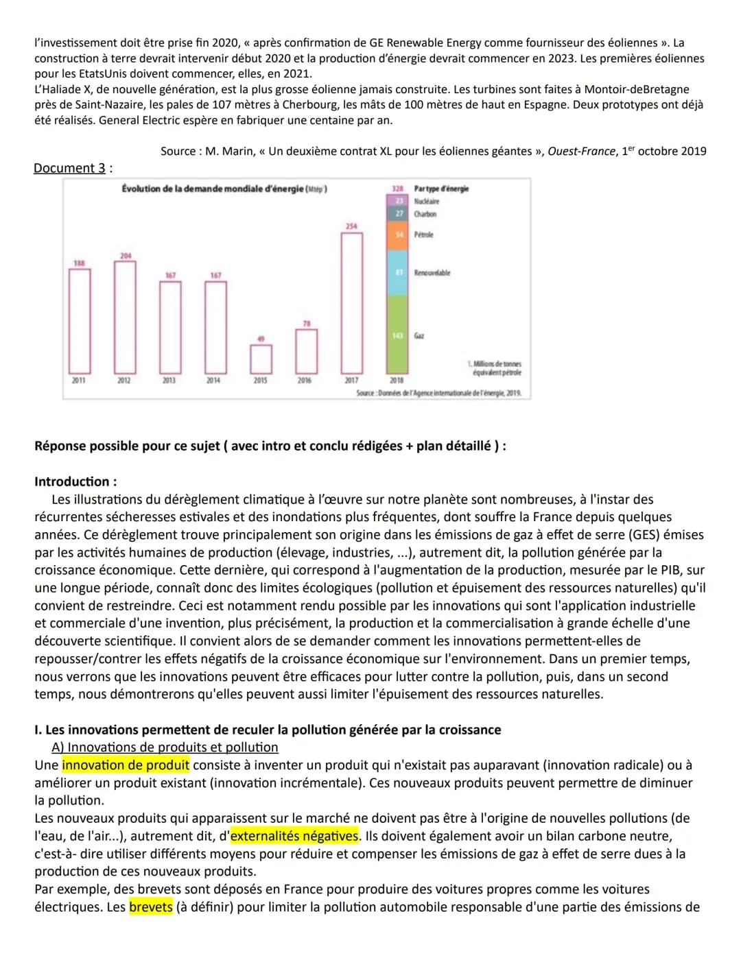 Activité spécifique n°2 ( en lien avec le chapitre sur la croissance et l'environnement)
Exercice d'application pour une EC1 :
●
→ Conseils 