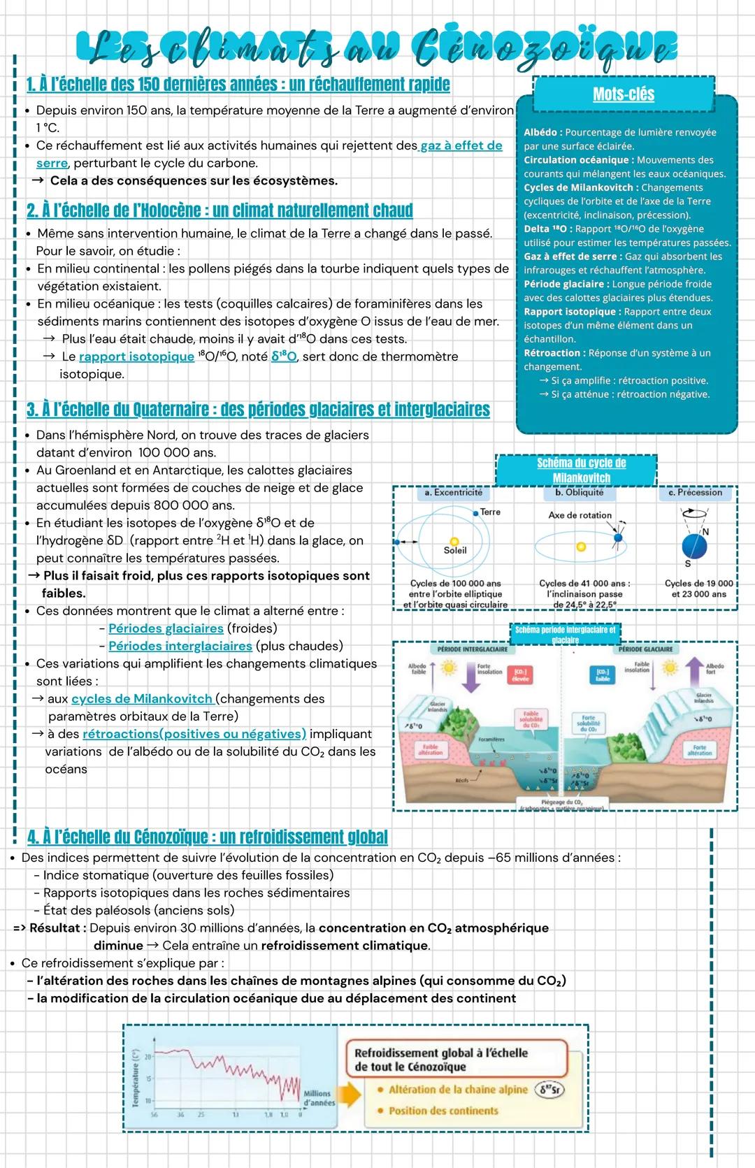 # Les climats au Cénozoïque

**1. À l'échelle des 150 dernières années : un réchauffement rapide**

* Depuis environ 150 ans, la température