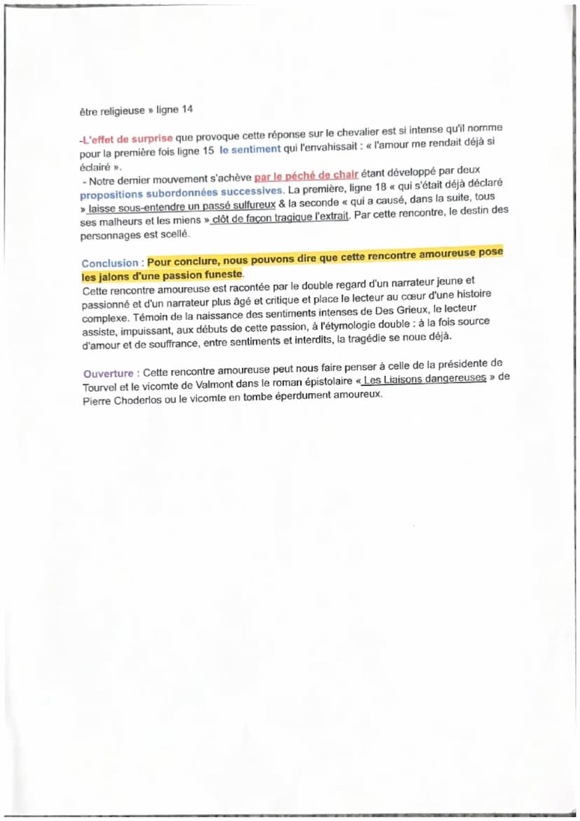 Lecture Linéaire 11: La première rencontre Manon/ Des
Grieux
Introduction :
L'extrait que nous allons étudier intitulé « La première rencont