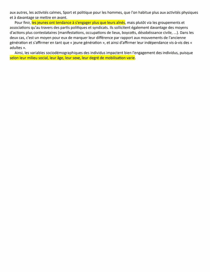 Exercice d'application pour une EC1:
À l'aide d'exemples, montrez que l'engagement politique prend des formes variées.
Montrez que les enjeu
