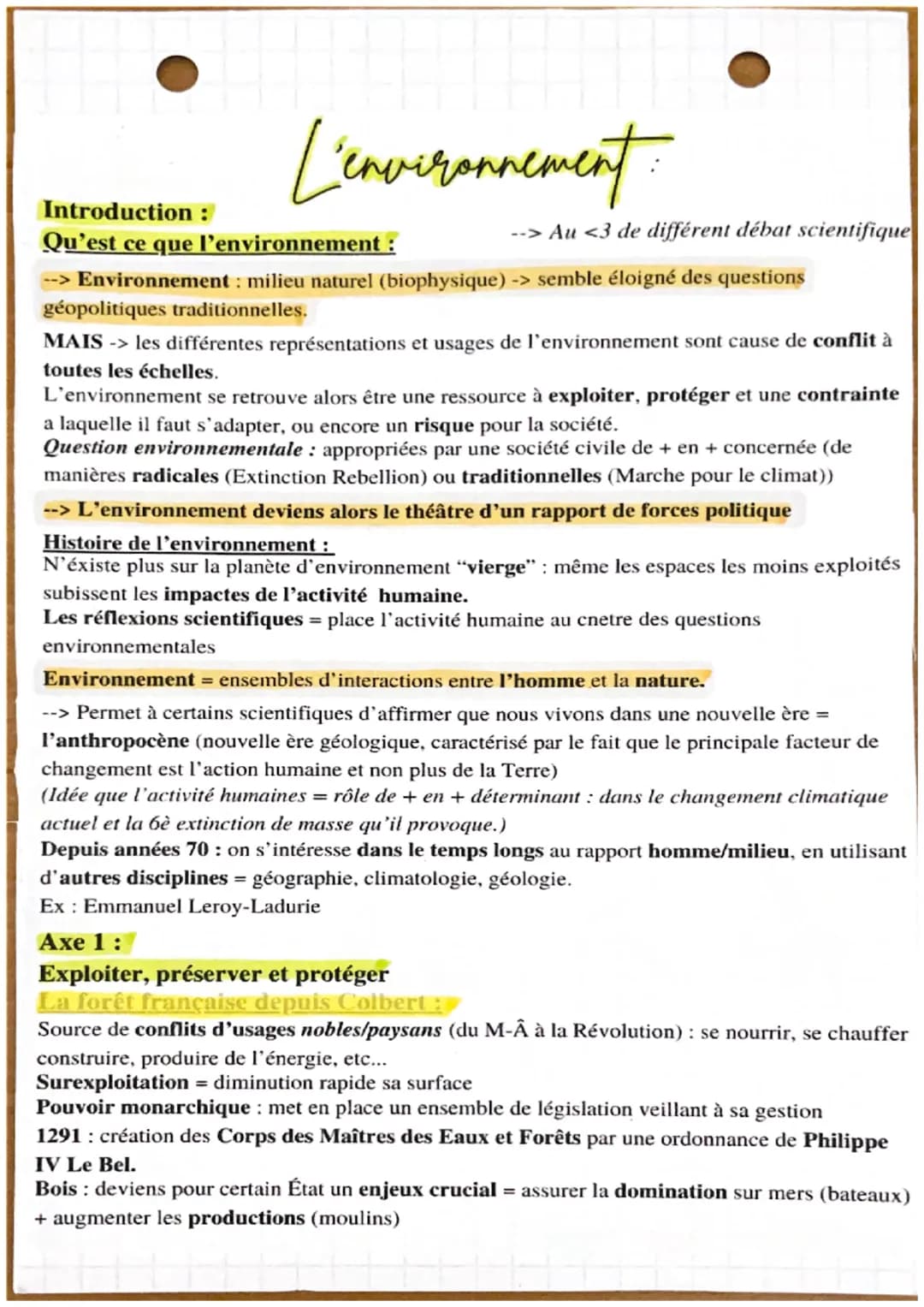Introduction:
L'environnement
Qu'est ce que l'environnement :
--> Au <3 de différent débat scientifique
--> Environnement: milieu naturel (b