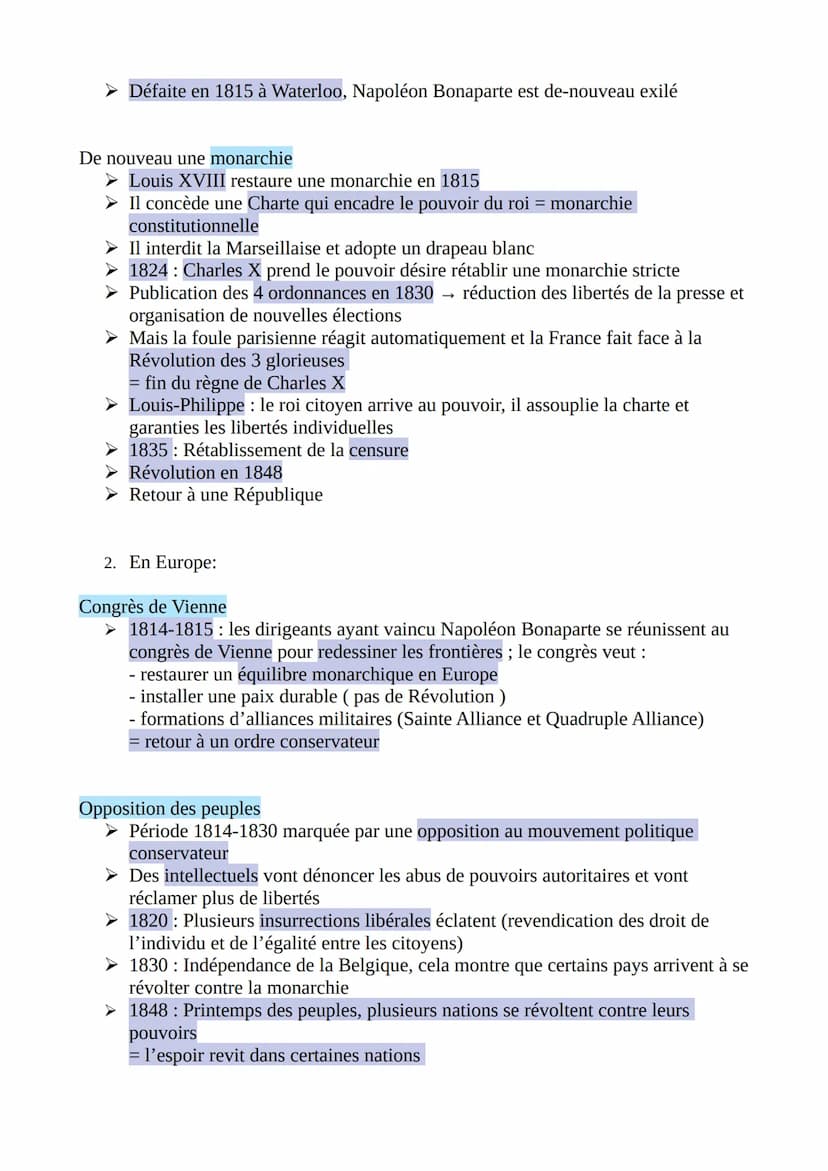 1. En France:
L'Europe face aux révolutions de 1789 à 1848
La Révolution française et ses conséquences
1789 : Serment du Jeu de Paume puis p