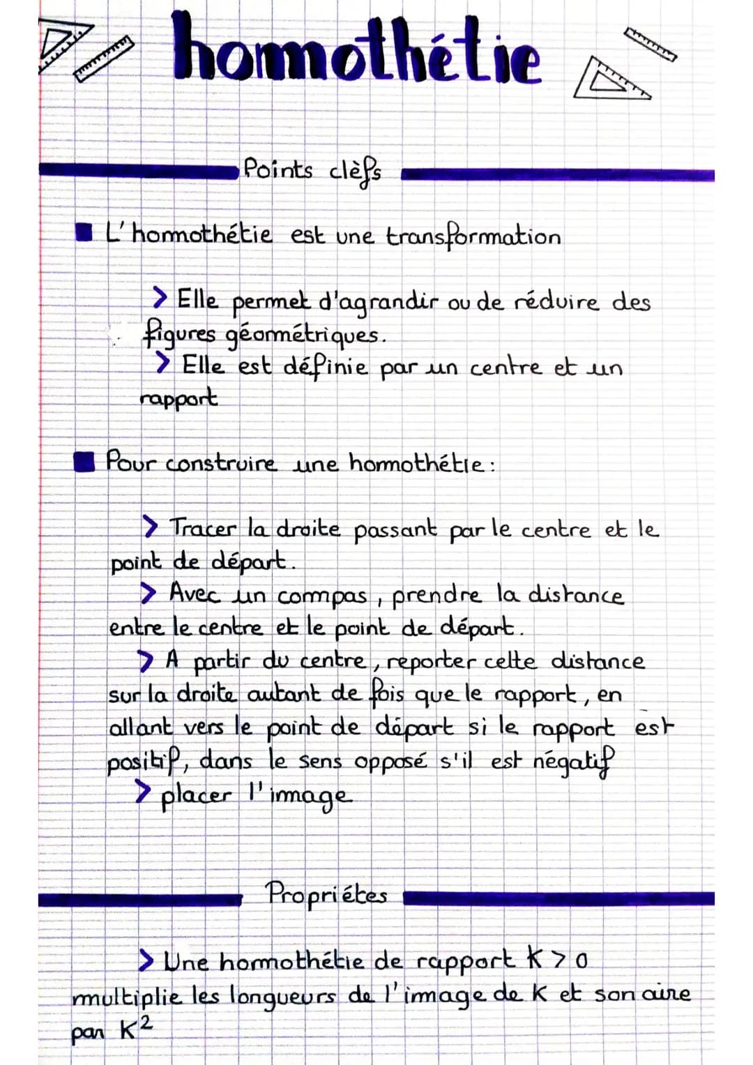 7
homothétie
Points clefs
L'homothétie est une transformation
Pour construire une hommothétie:
MANBARM
TTTTT
> Elle permet d'agrandir ou de 