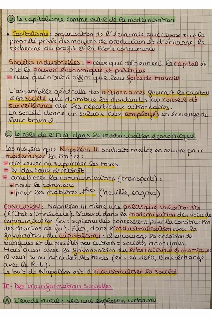 HISTOIRE
Chap 4: L'industrialisation et l'accélération des transformat
économiques et sociales en France.
Comment l'industrialisation et l'u