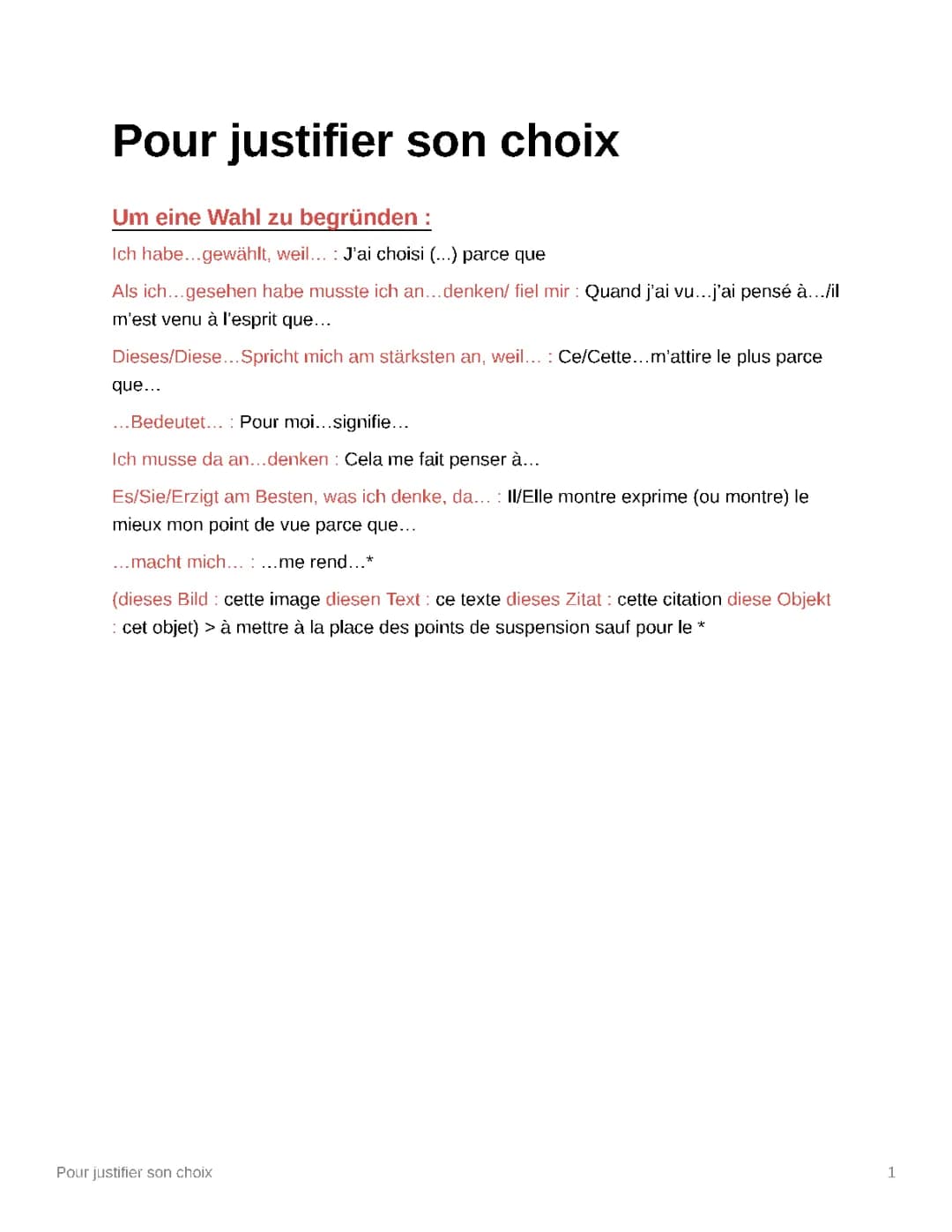Comment Justifier son Choix en Allemand