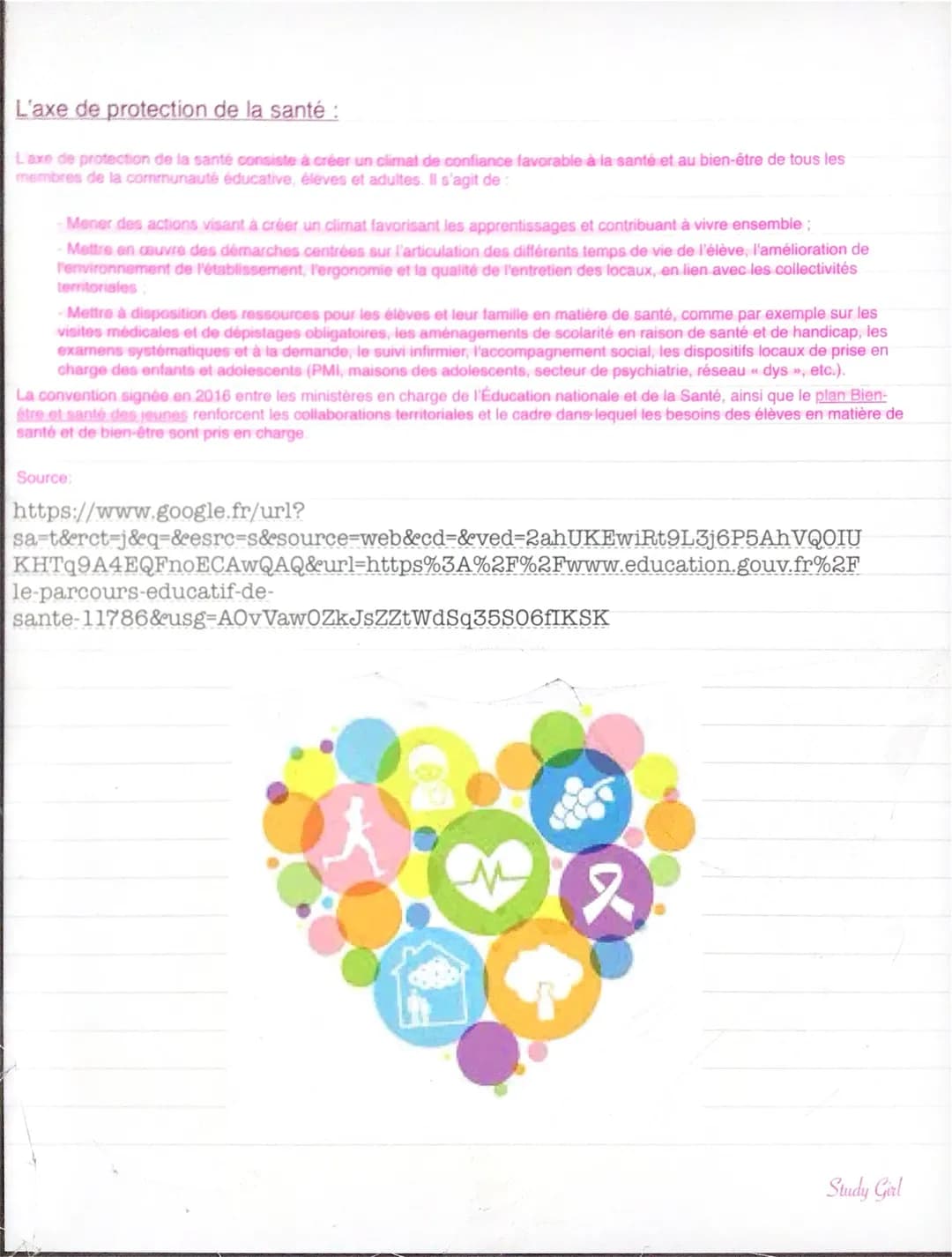 Parcours Santé
De la maternelle jusqu'au lycée, le parcours éducatif de santé vise à assurer l'éducation à la santé, la prévention et la pro