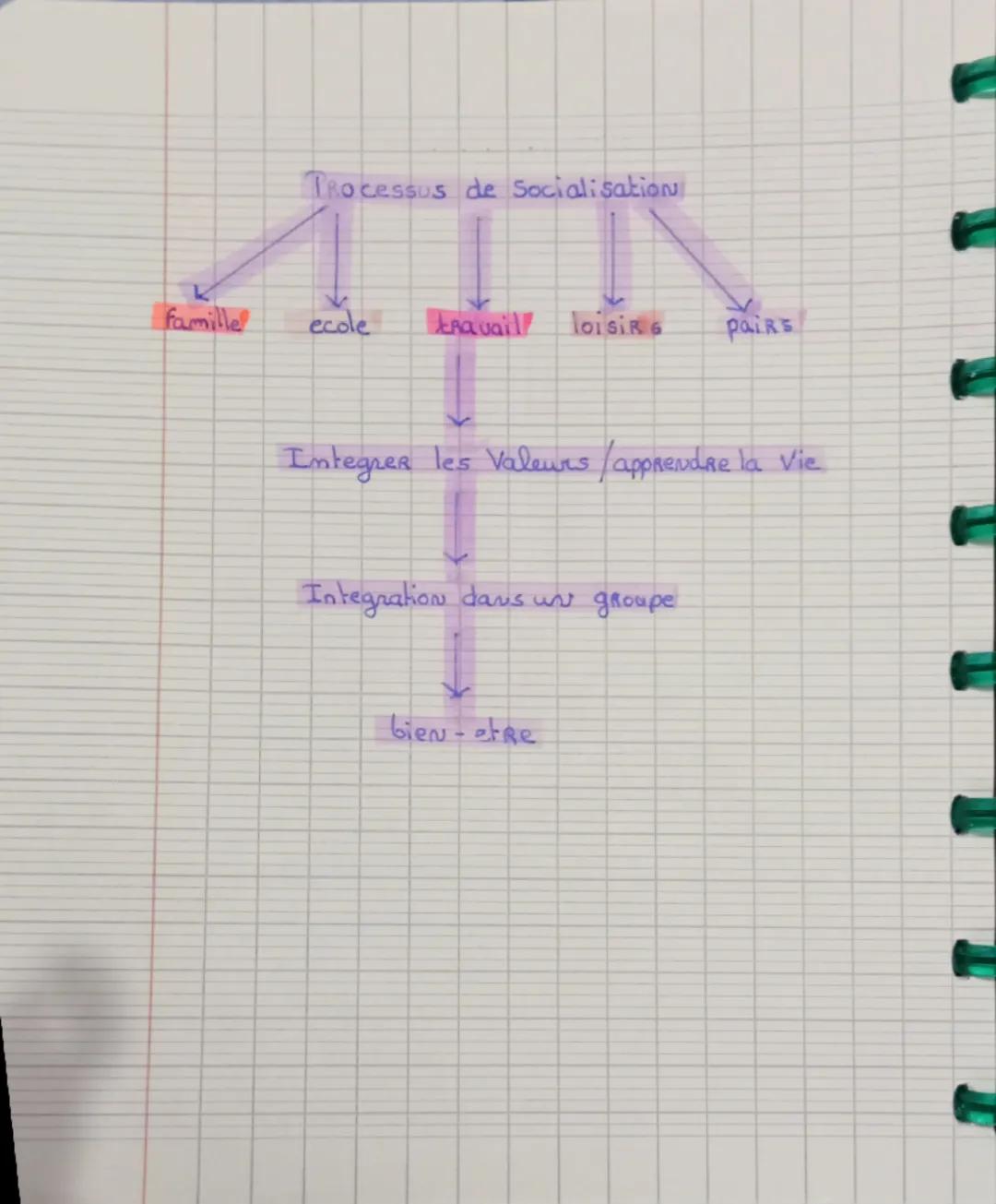 # chapitre 2: Bien - etre et cohesion social

La Socialisation: PROCESUS par lequel un individus
apprend et interiorise les Normes et valeur