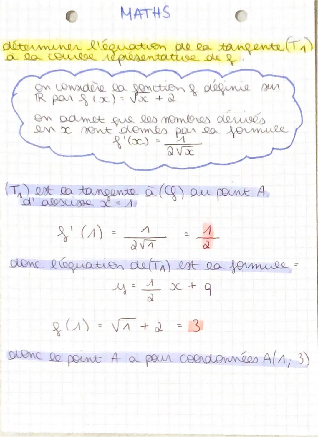 équation de tangente 