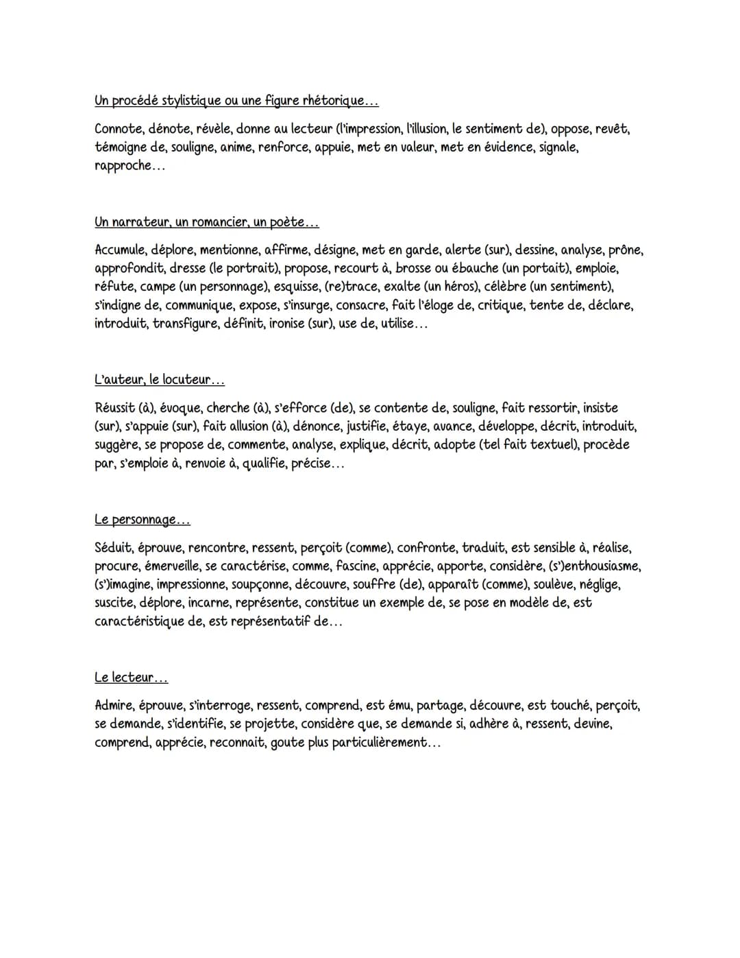 Francais
Vocabulaire pour l'analyse littéraire
Vous pouvez évoquer :
-une atmosphère (euphorique, idyllique, austère, morbide, triste, sordi
