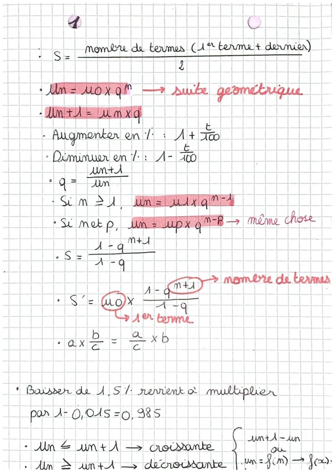• MATHS
Suites numériques
-suite numérique: suite de nombres
terme: chaque nombre de la suite
"
terme de rang n un / terme général
llo terme