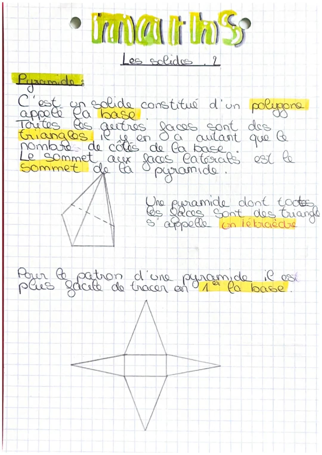 Pave droit
C'est un sofide de 6 faces qui sont des
rectangles, 8 sommets et 12 arêtes.
* Les grêtes caches sont en pointillés et
arêtes fuil