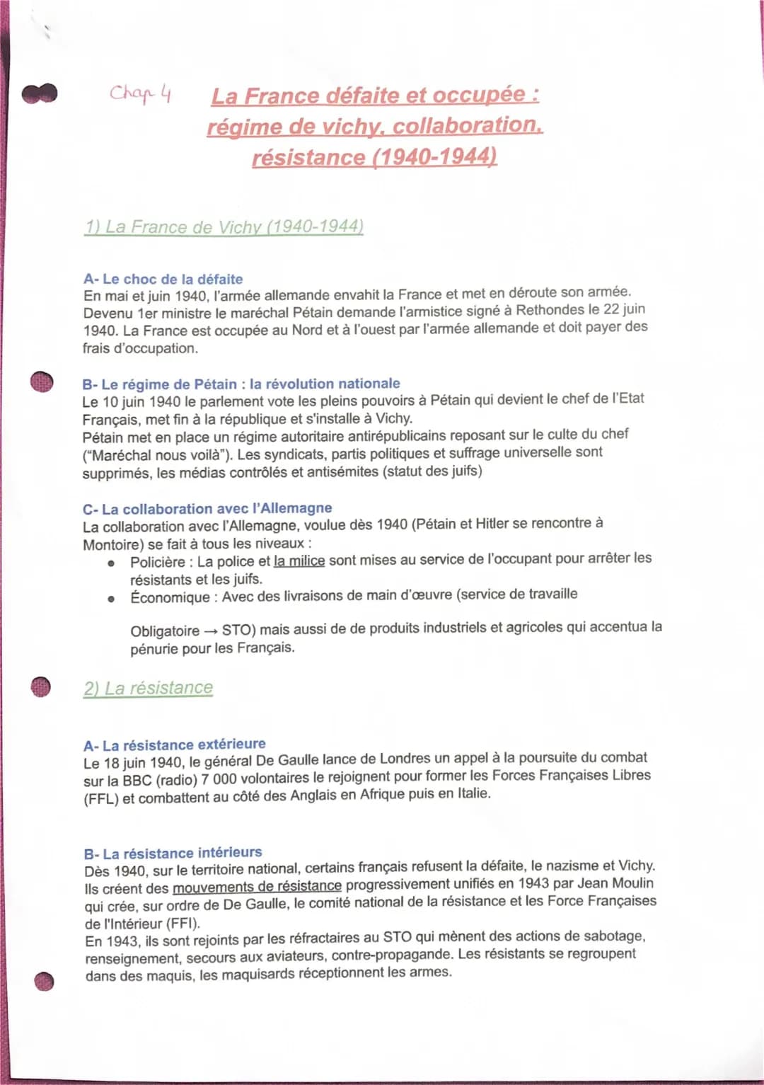 La France défaite et occupée : régime de Vichy, collaboration, résistance (1940-1944)