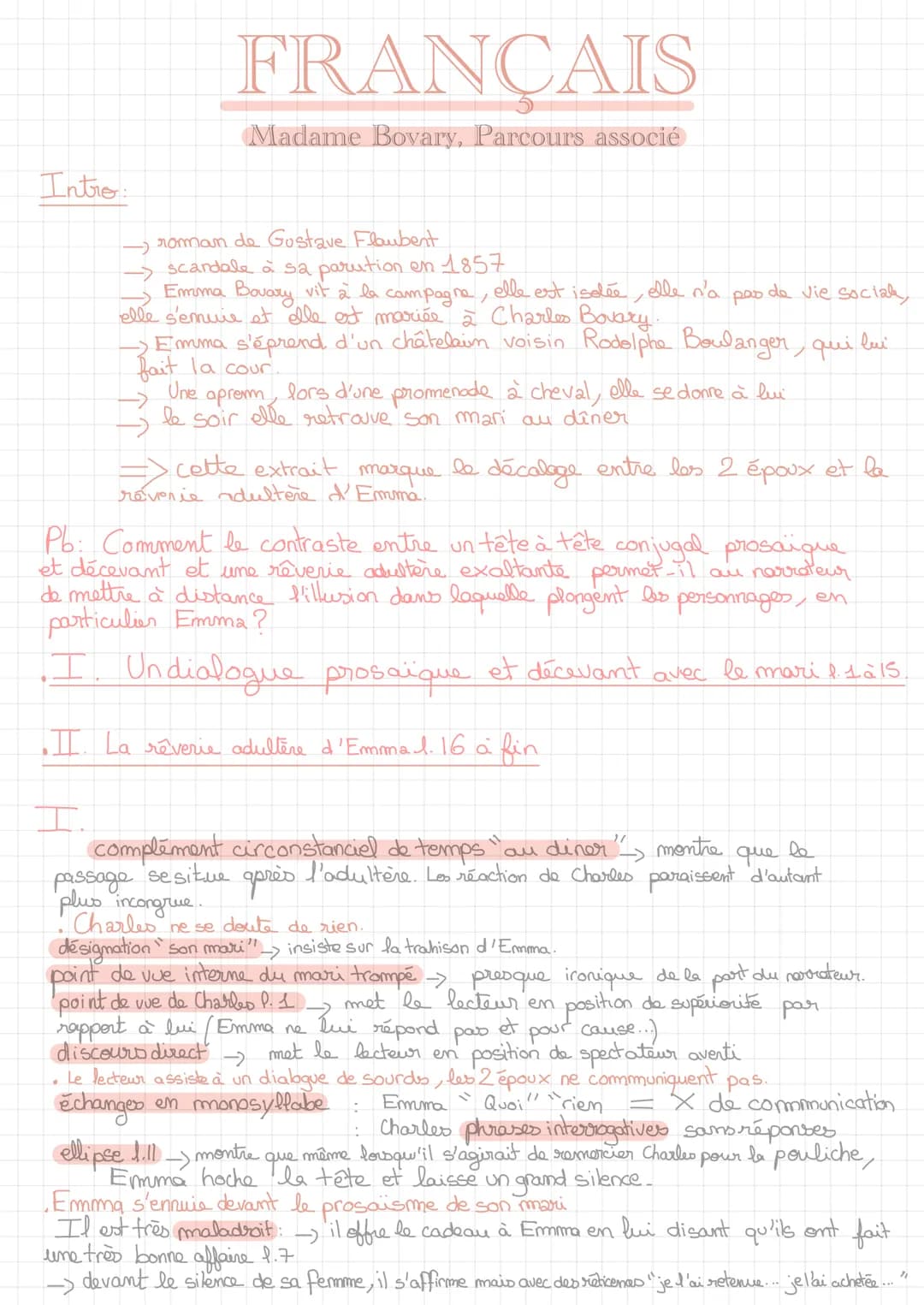 Intro:
FRANÇAIS
Madame Bovary, Parcours associé
- roman de Gustave Flaubert
scandale à sa parution en 1857
Emma Bovary vit à la campagne, el