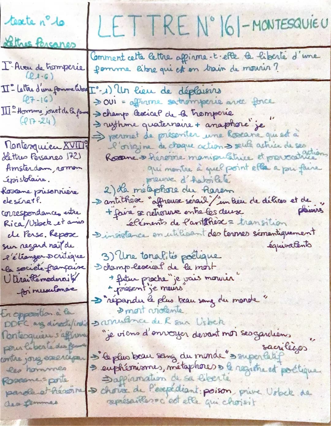 Lettre 161 Lettres Persanes Résumé et Analyse Linéaire