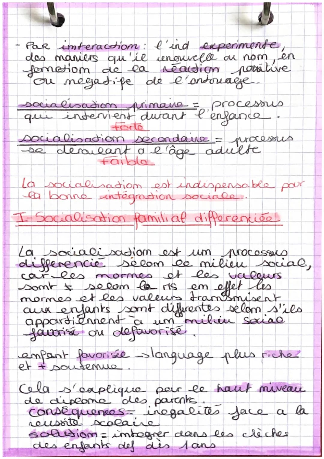 568
Chap 3
• Définitions
Socialisation = processus d'apprentissage
ayant lieu tout are long de la
bie par lequel les inds interiorissent
val