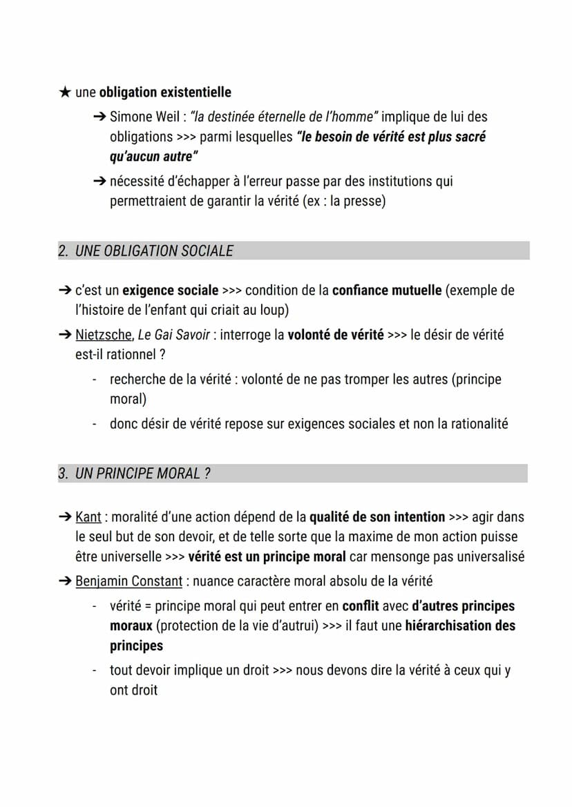 La vérité
définition vérité :
→ adéquation entre le discours et la réalité, entre ce que l'homme énonce et ce
qui est
➤ par exemple: la prop