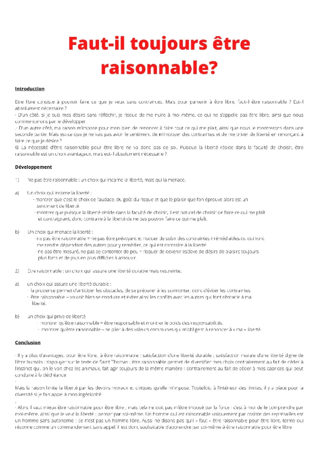 Faut-il être raisonnable pour être heureux? Et la liberté?